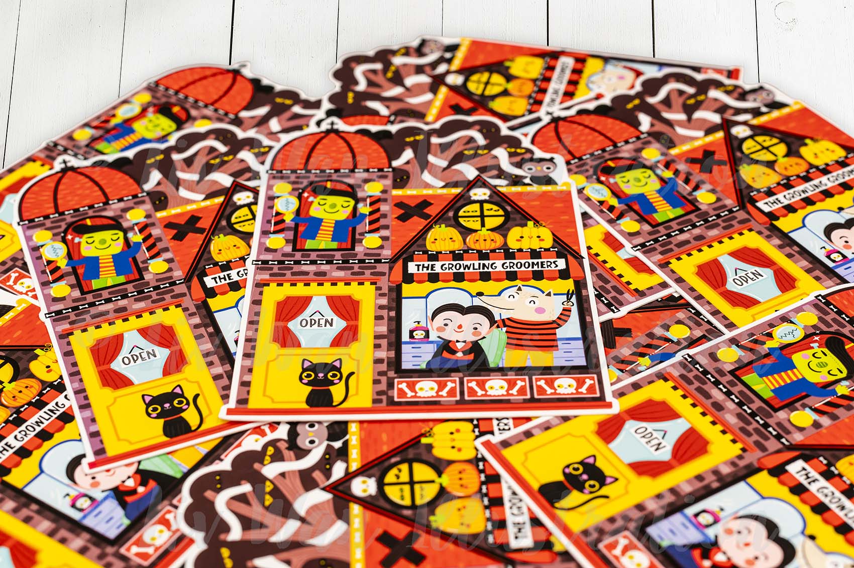 Growling Groomers Halloween Postcard