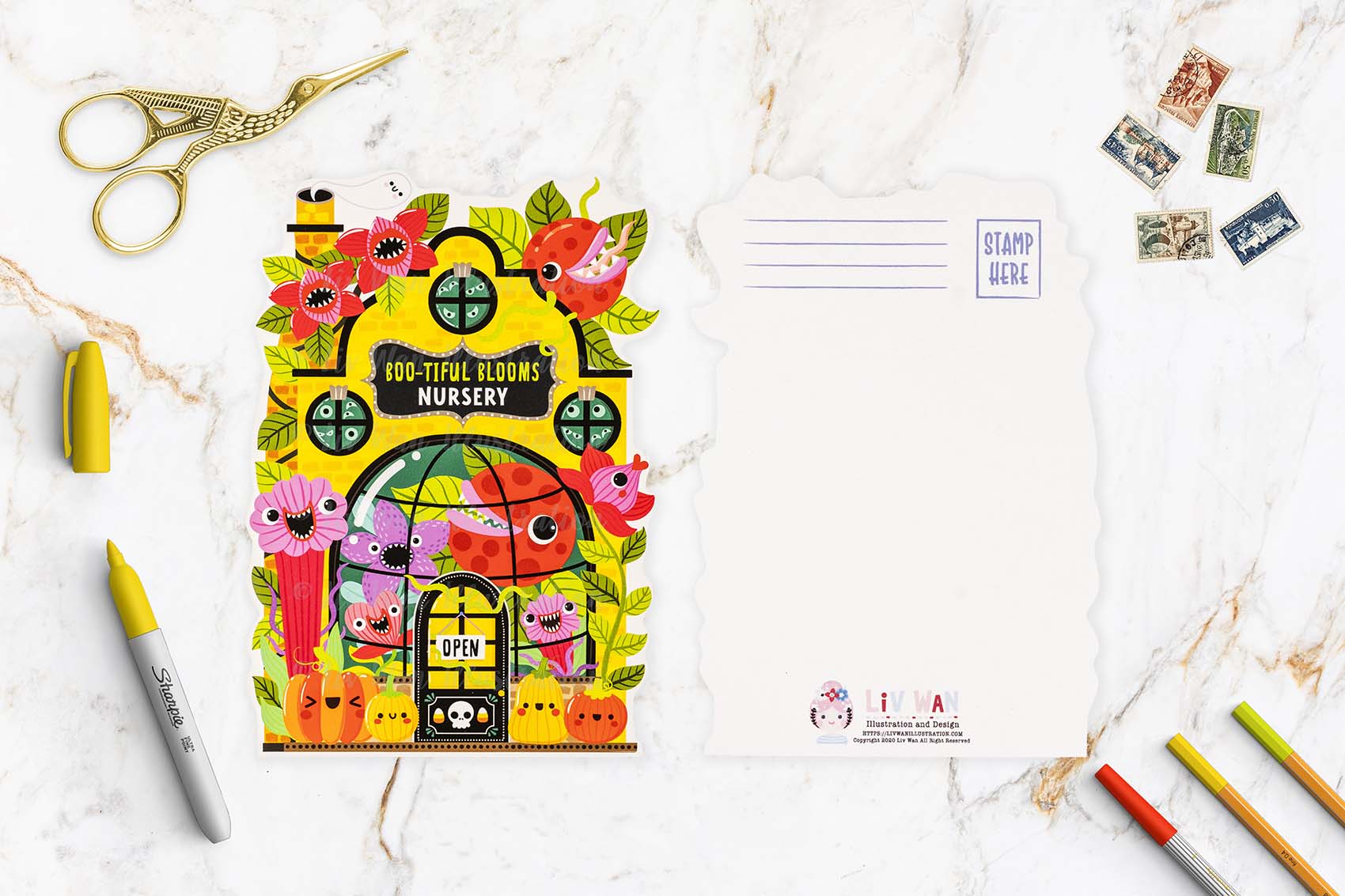 Halloween Garden Nursery Postcard