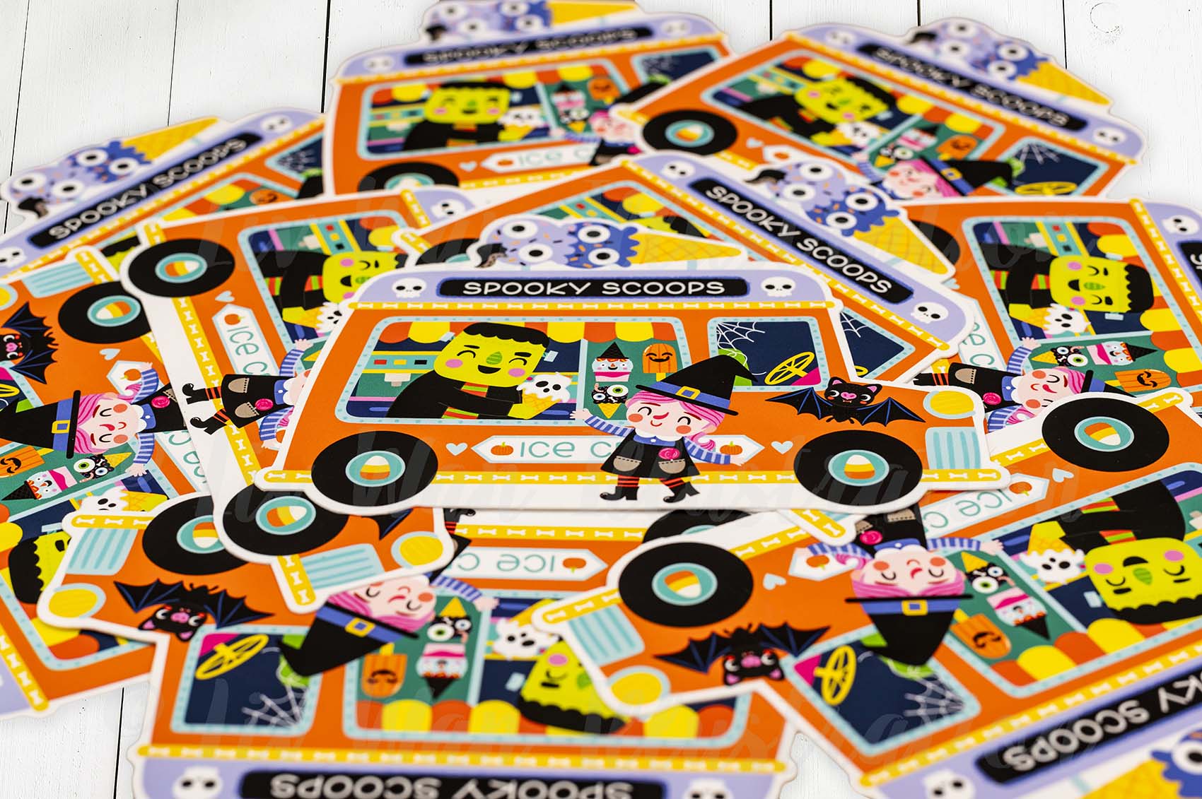 Halloween Ice Cream Van Postcard