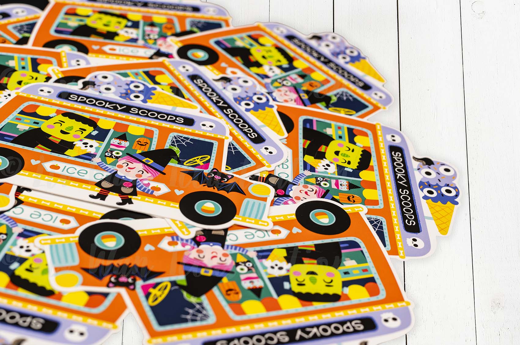 Halloween Ice Cream Van Postcard