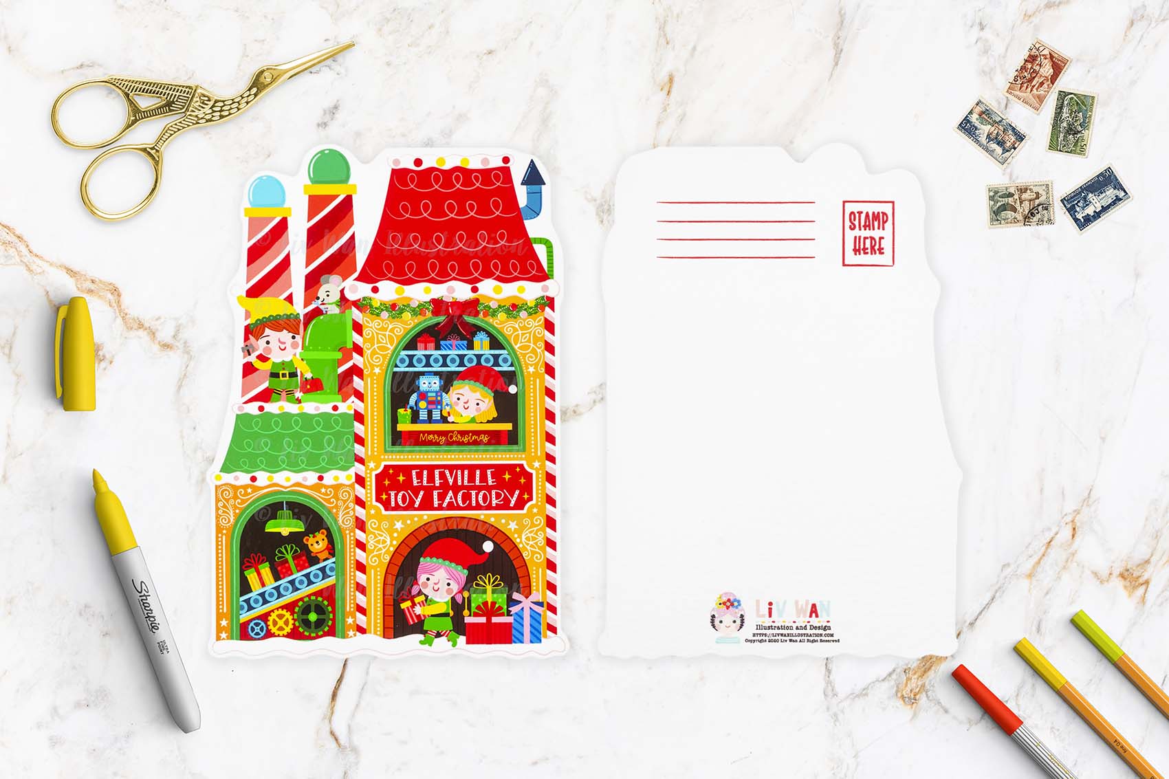 Elf Toy Factory Postcard