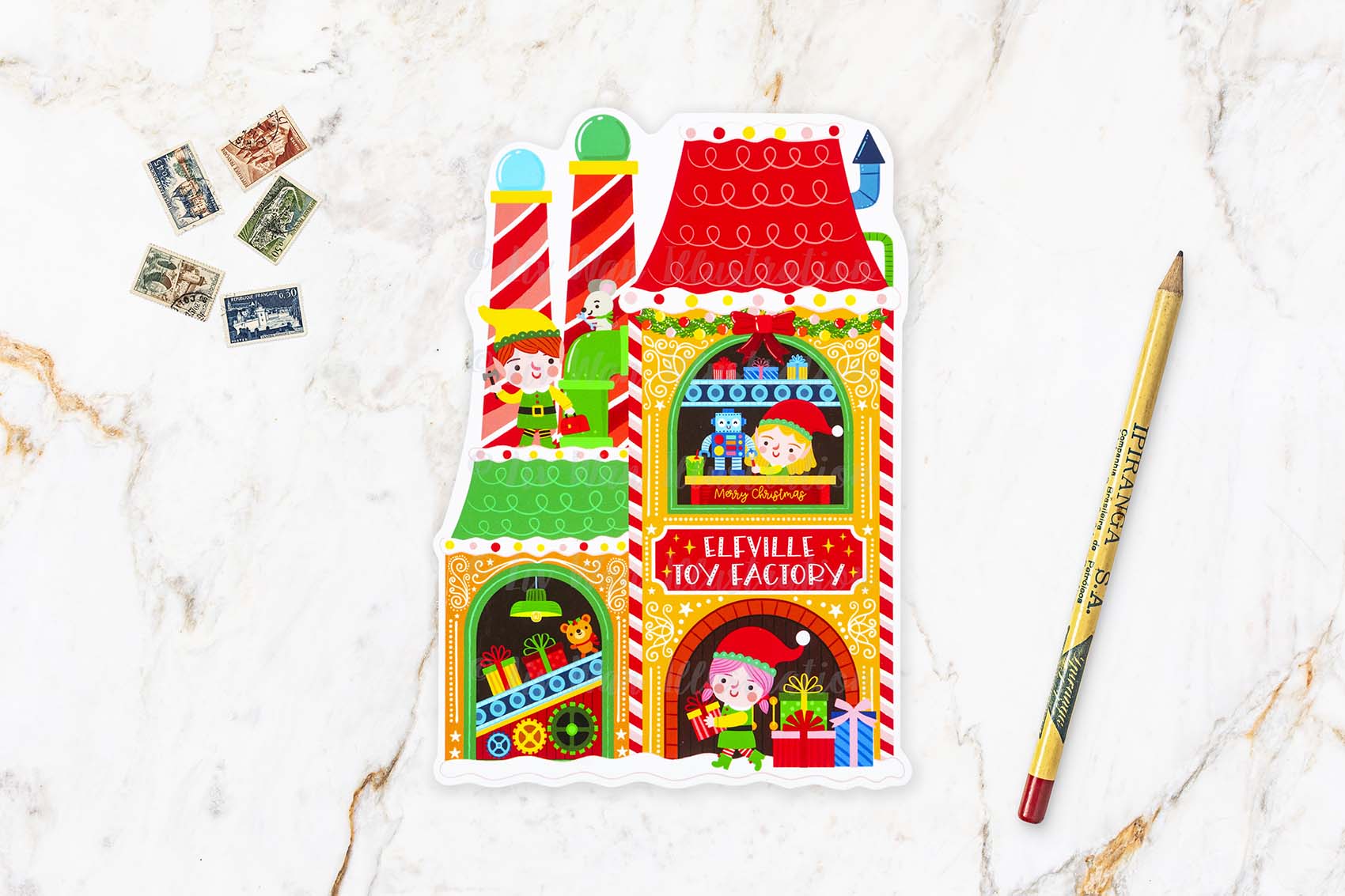 Elf Toy Factory Postcard