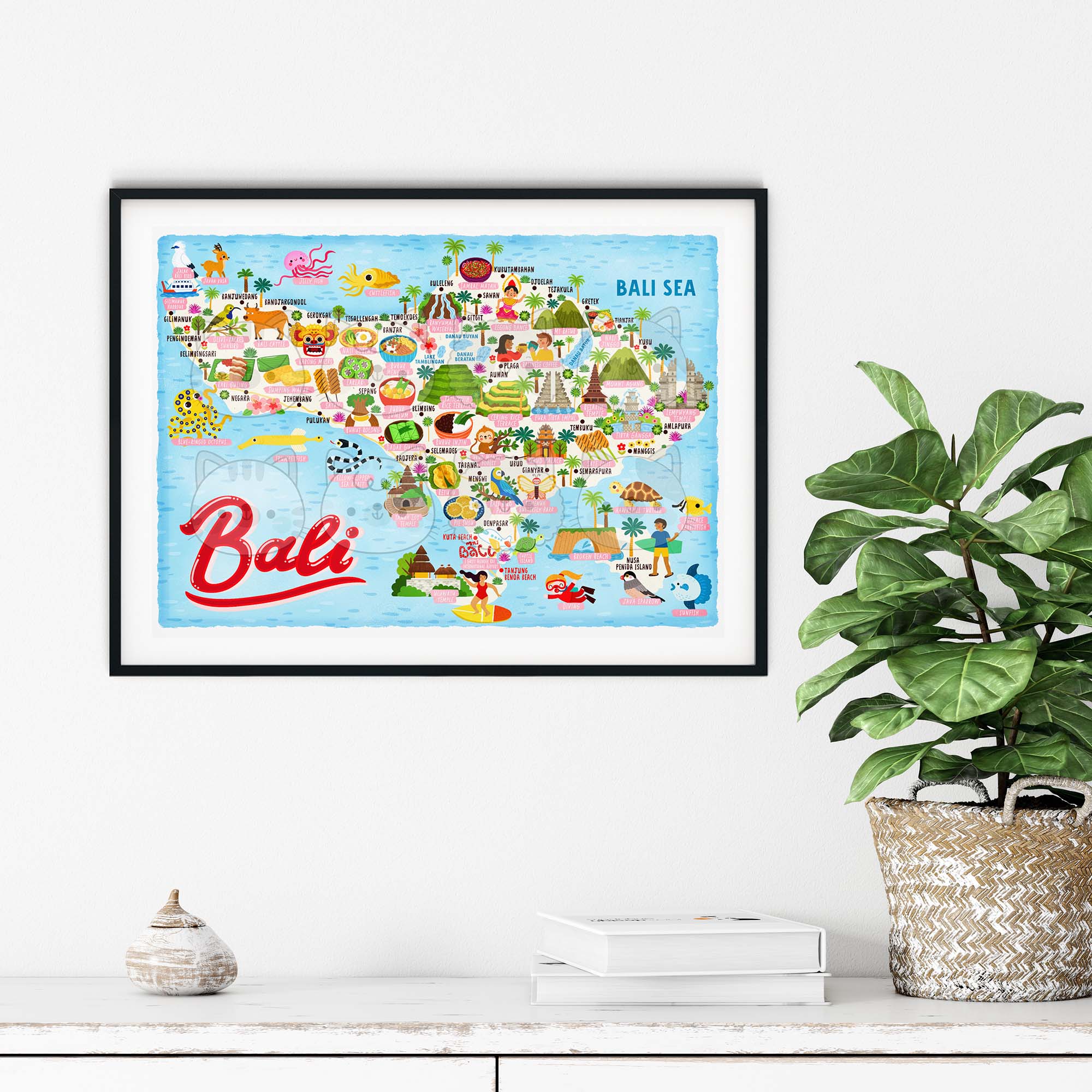 Bali map poster