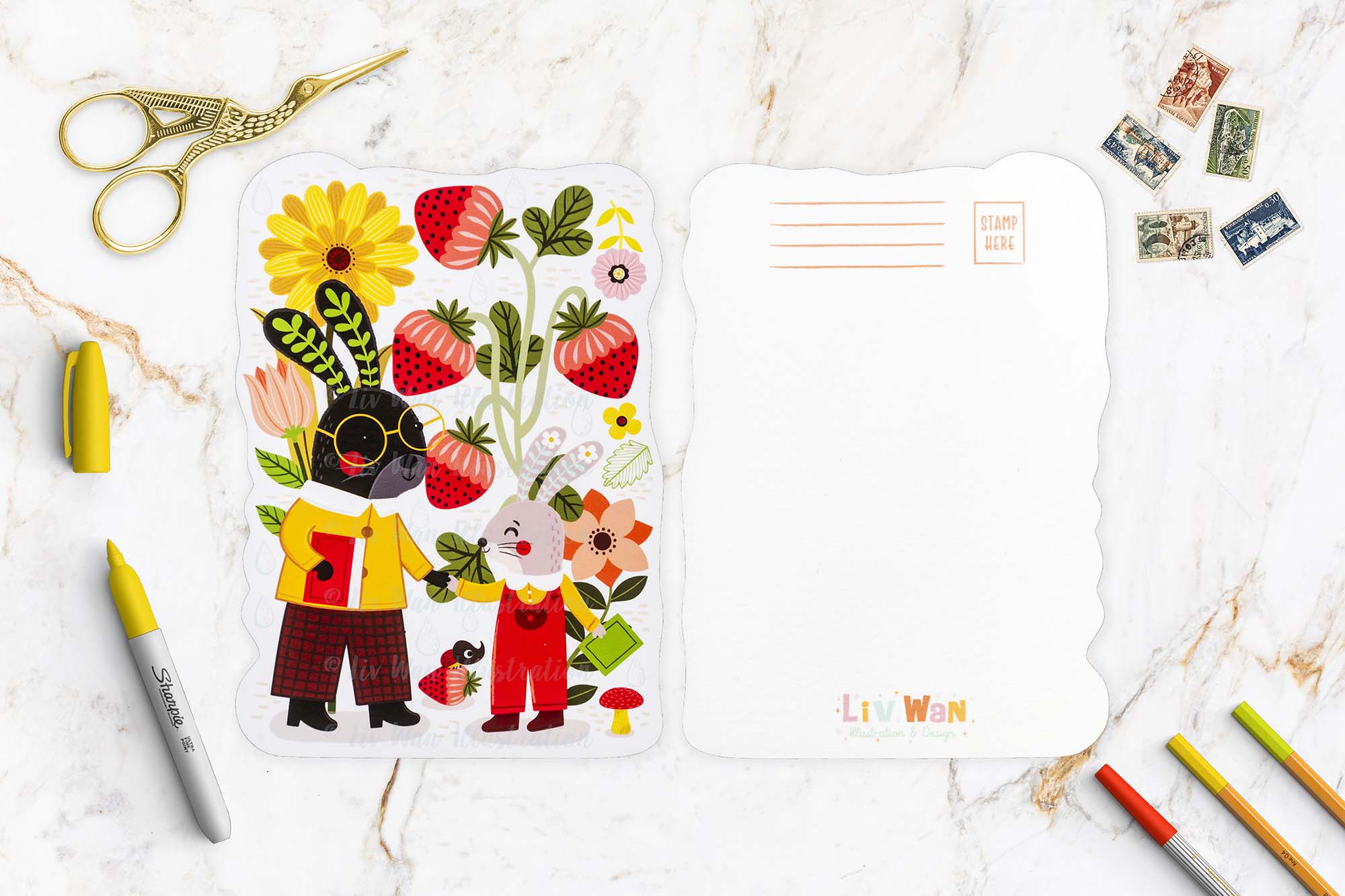 Easter Strawberries Postcard