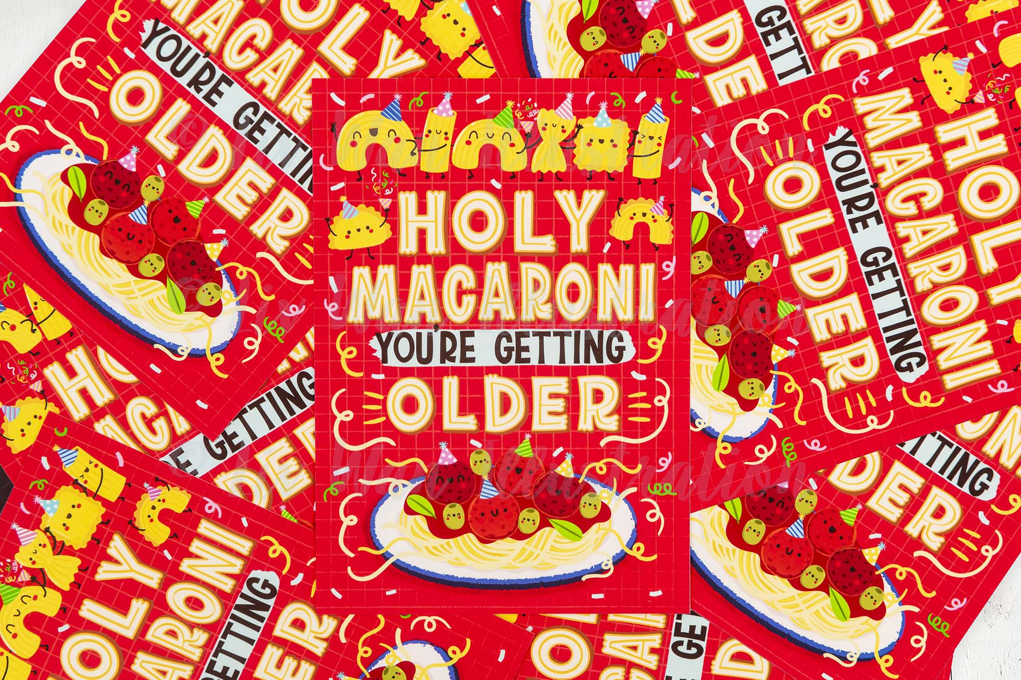Holy Macaroni Birthday Postcard