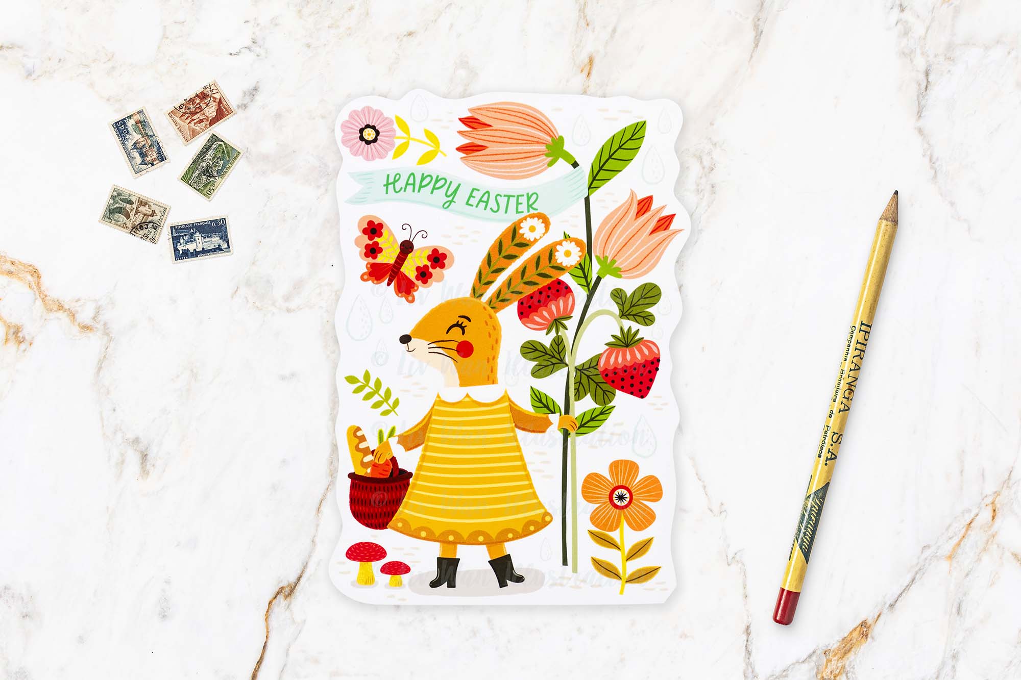 Easter Bunny Picnic Postcard