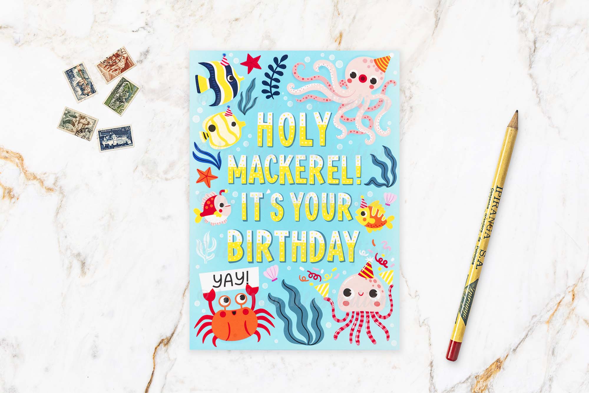 Holy Mackerel Birthday Postcard
