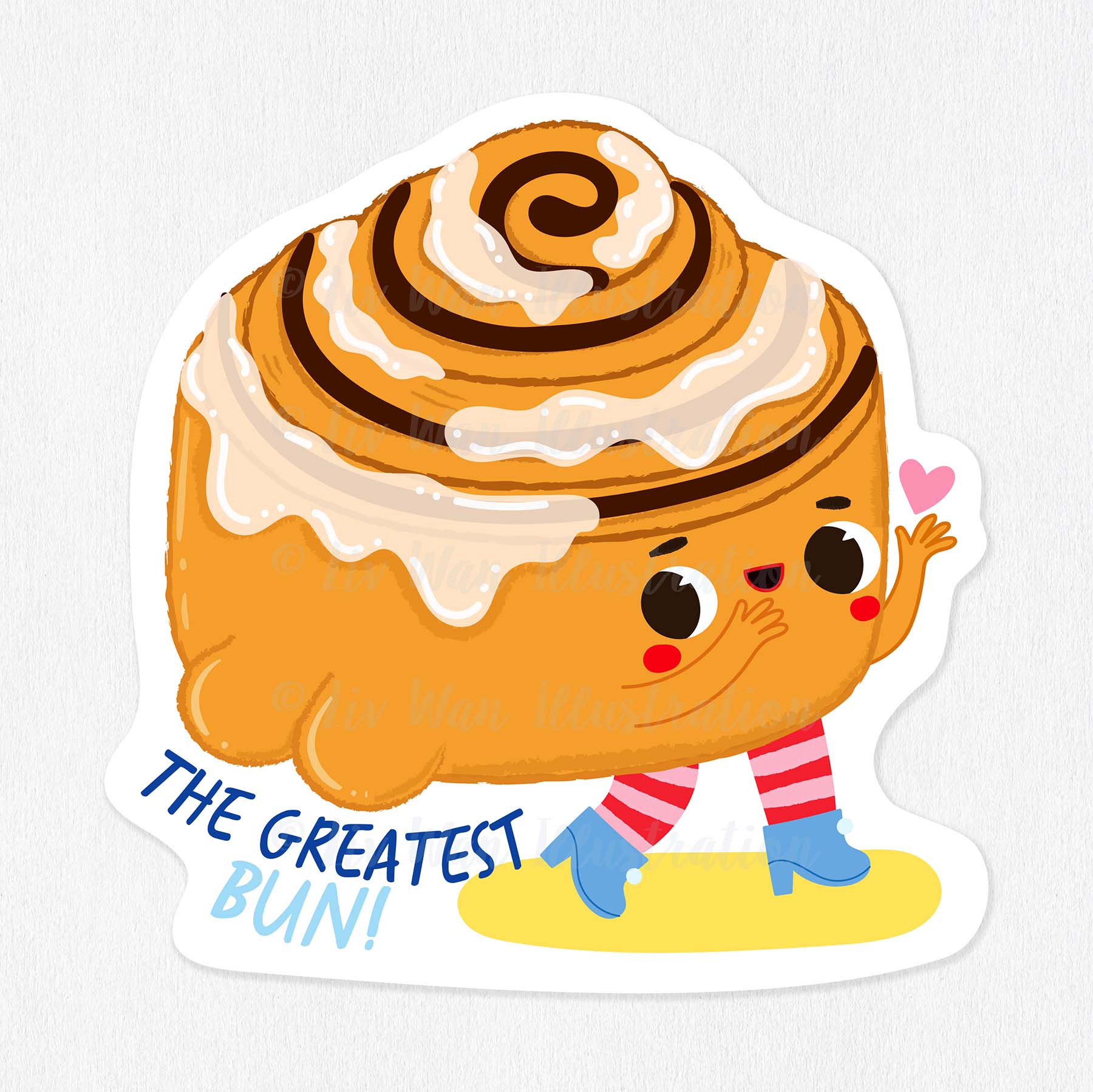 Cinnamon Bun Food Pun Sticker