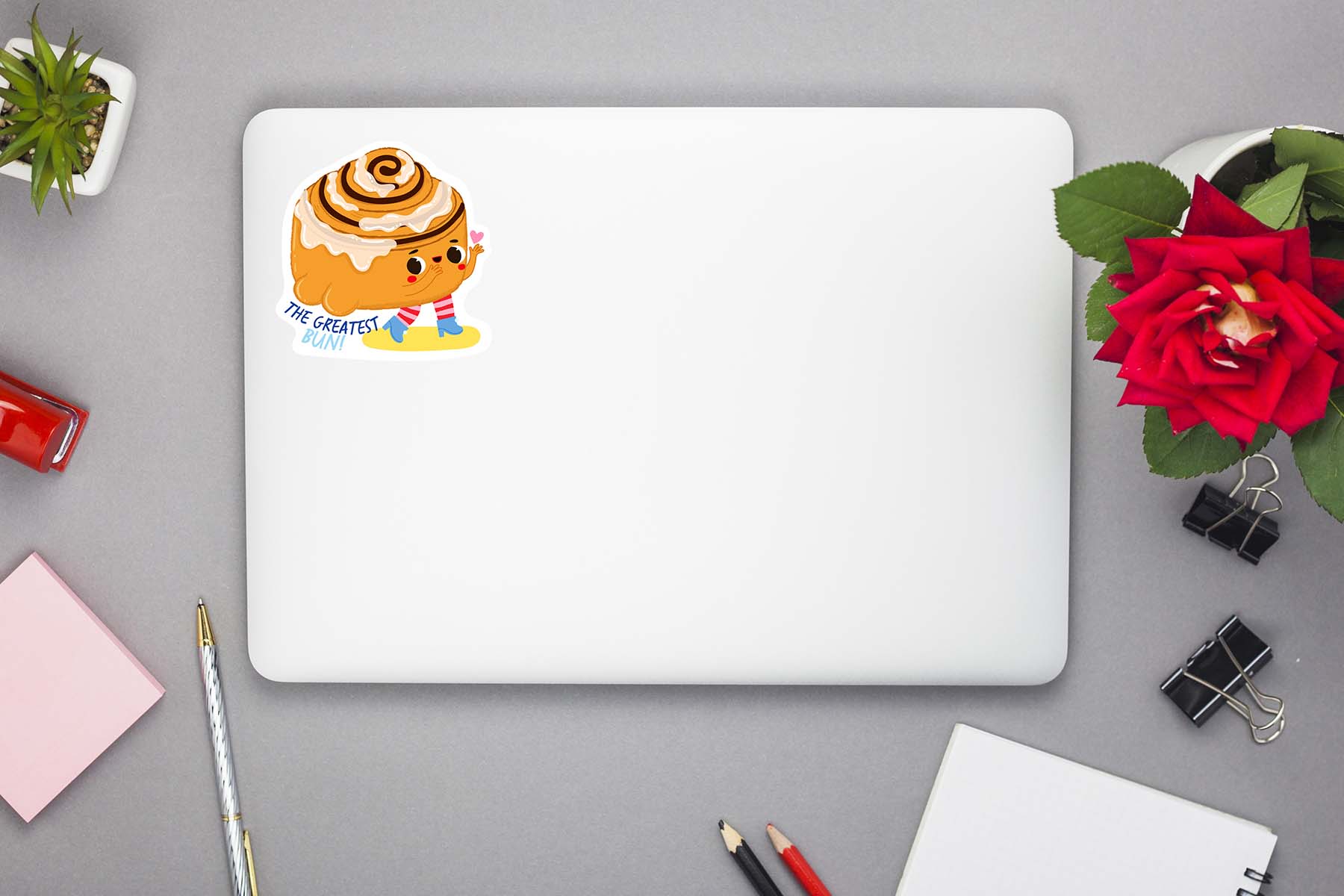 Cinnamon Bun Food Pun Sticker