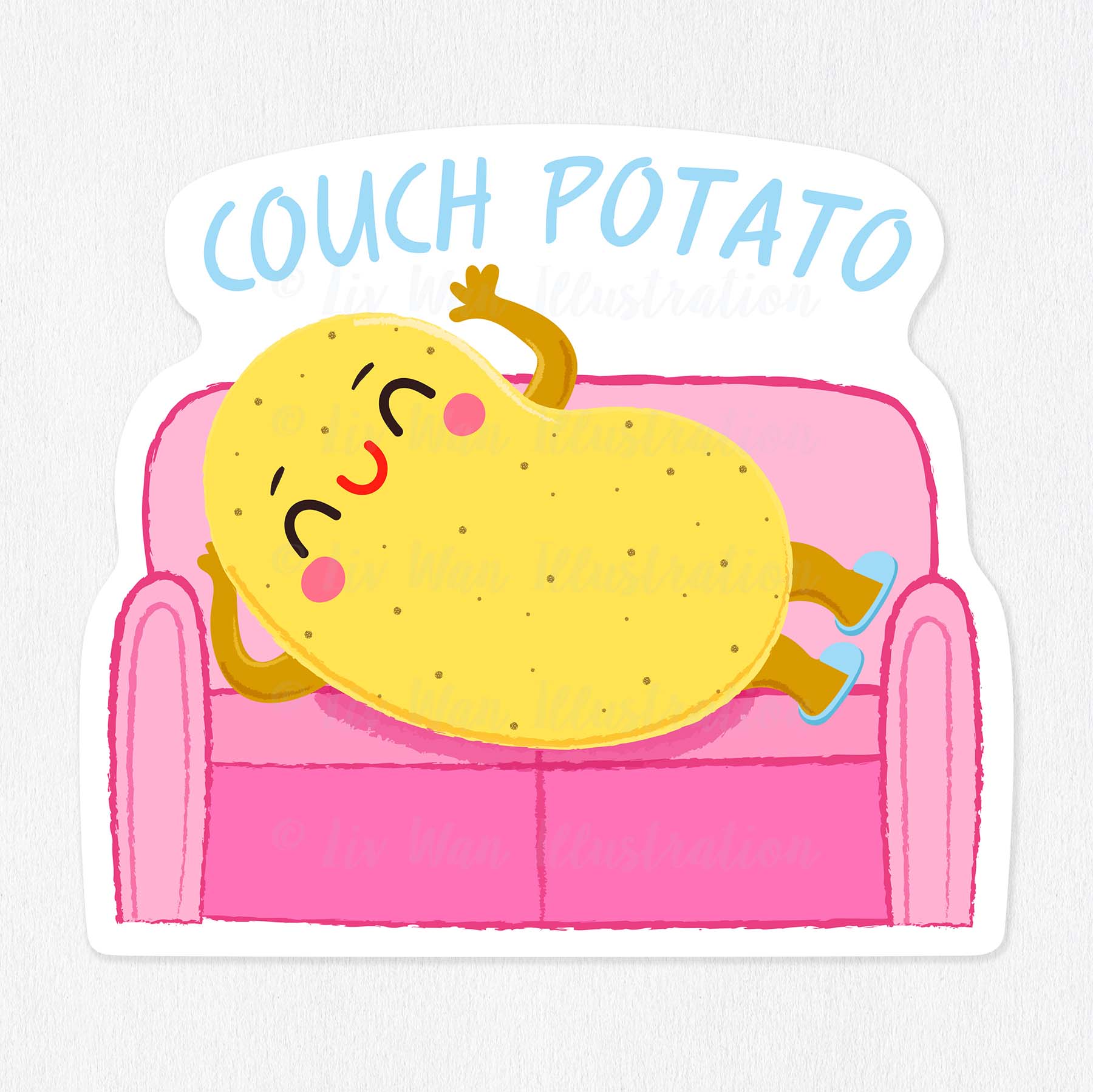 Couch Potato Food Pun Sticker