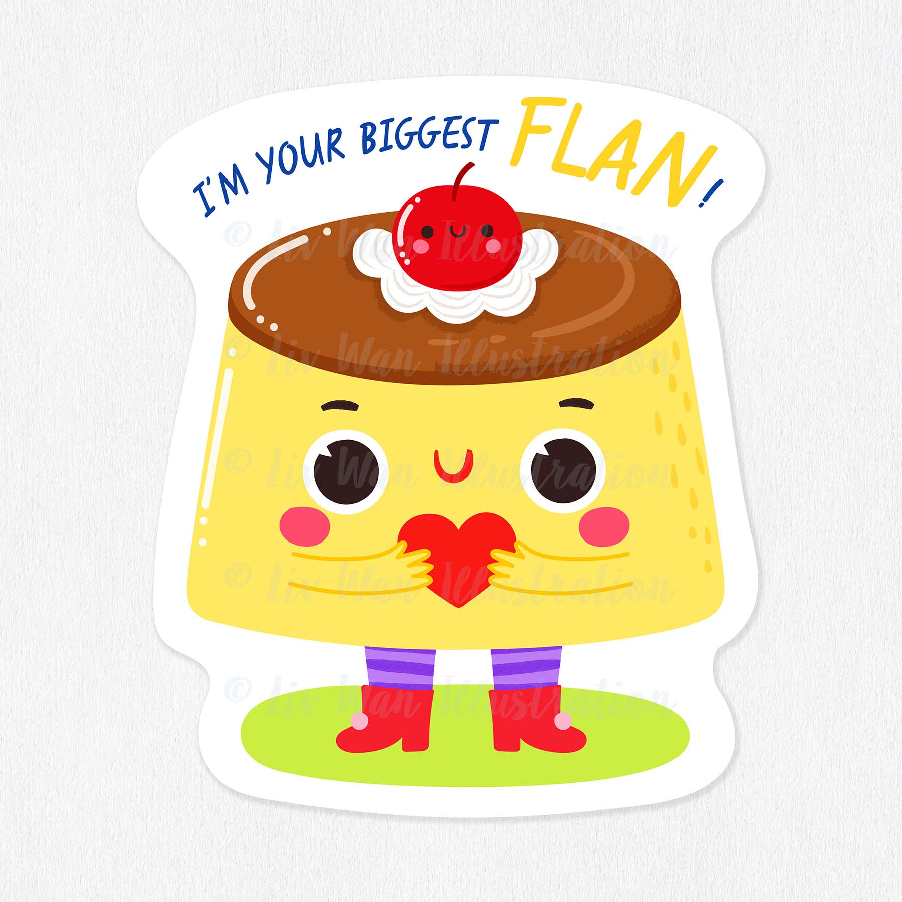 Flan Food Pun Sticker