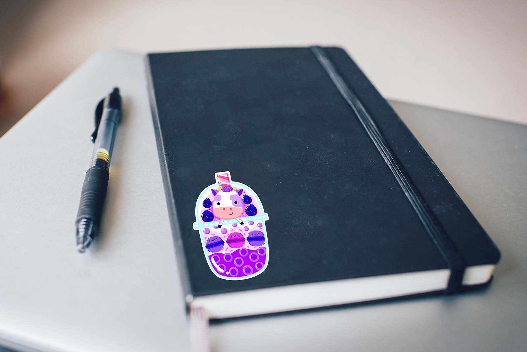 Blueberry Cow Bubble Tea Sticker