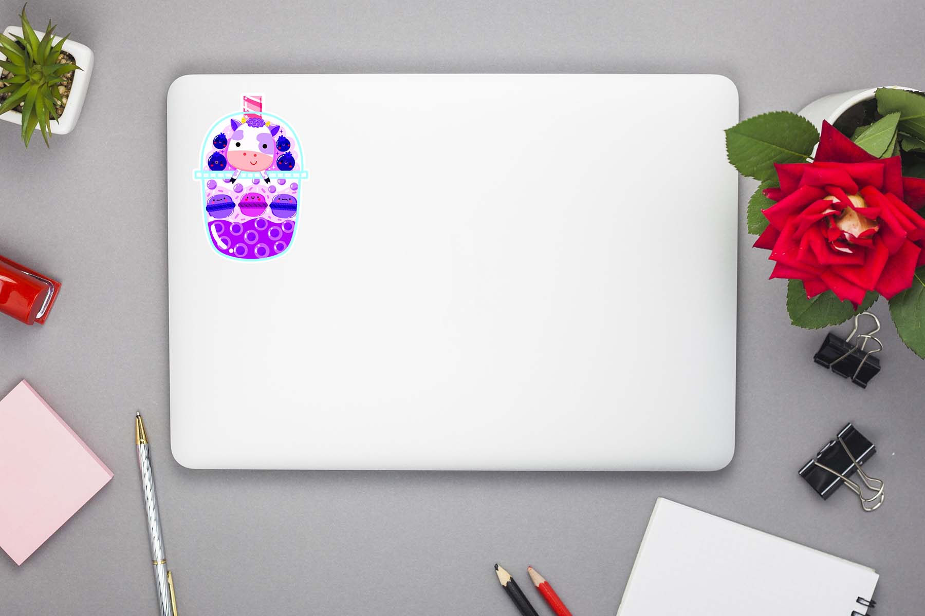 Blueberry Cow Bubble Tea Sticker