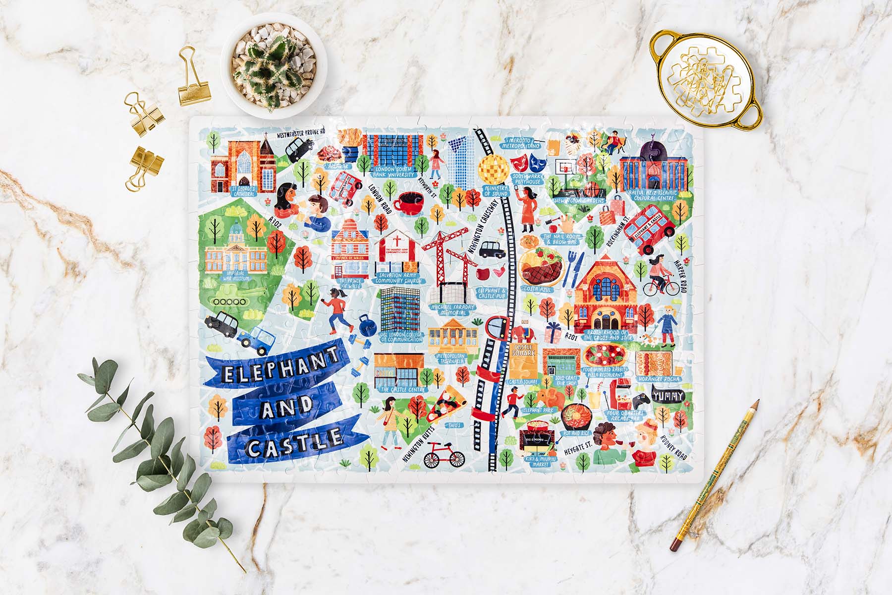 Elephant and Castle map jigsaw puzzle