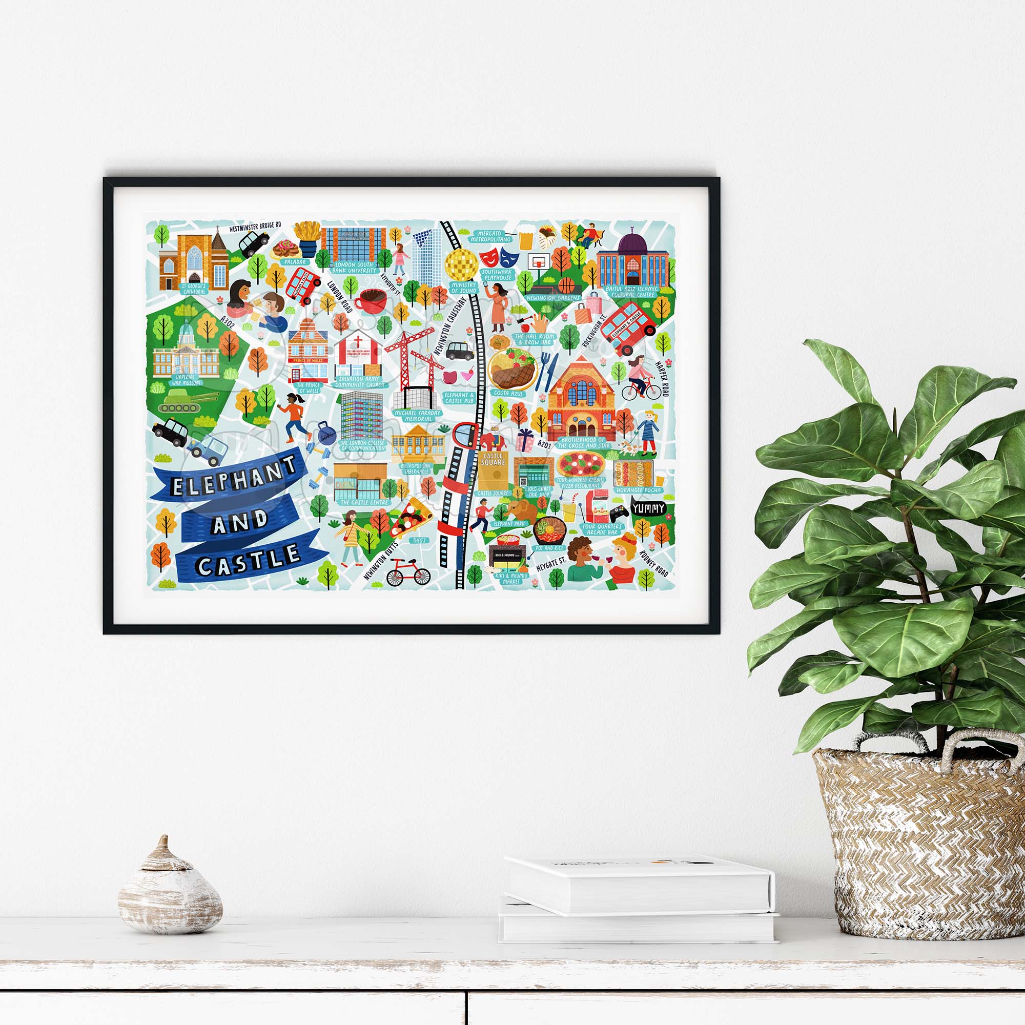 Elephant and Castle Map Poster