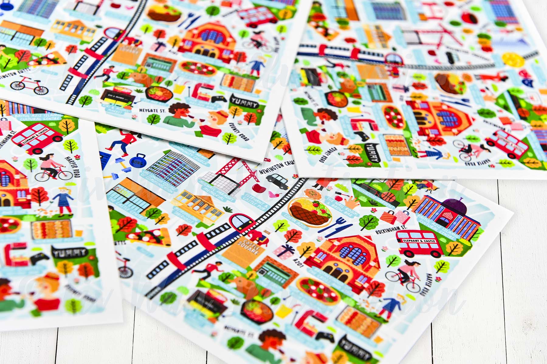 Elephant and Castle map postcard