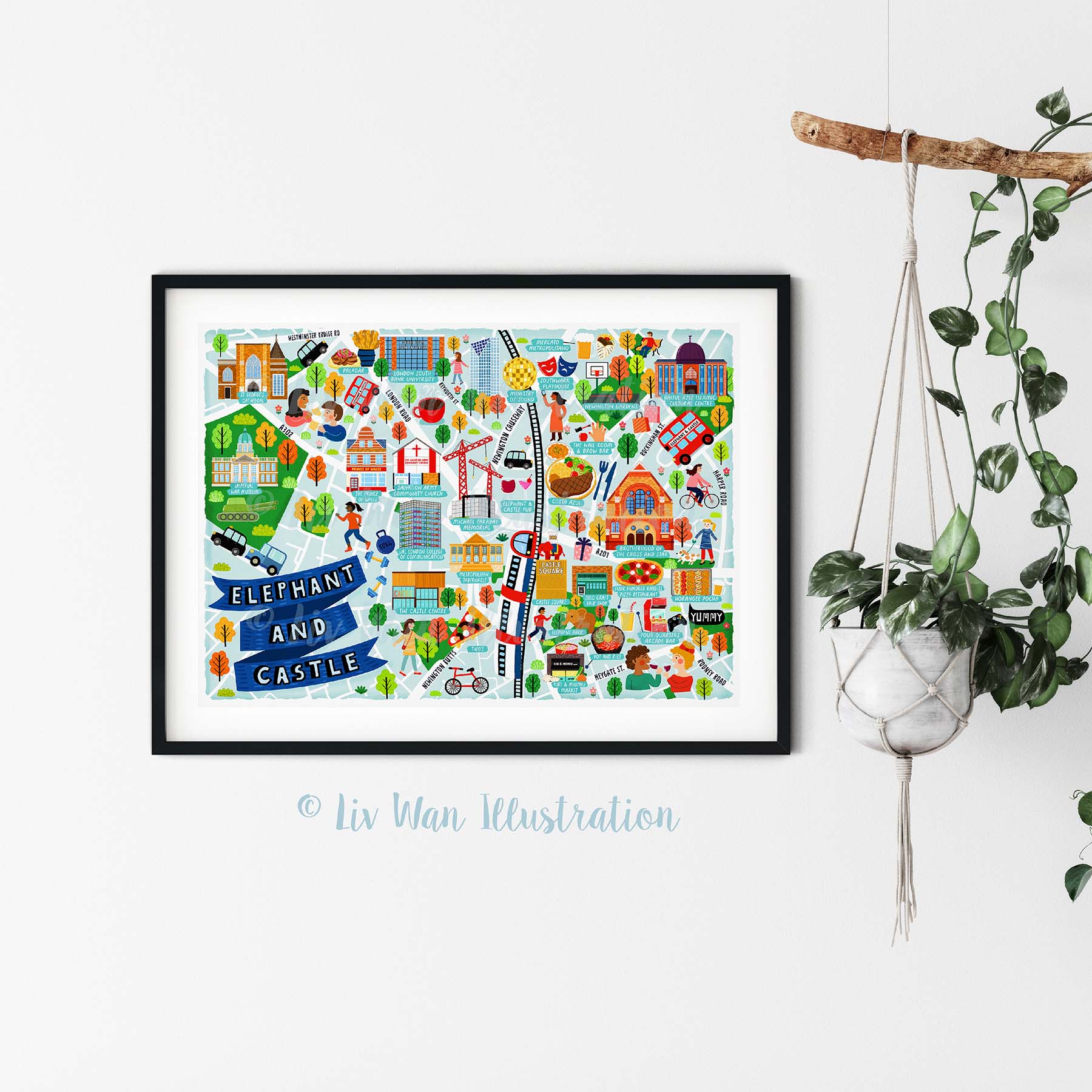 Elephant and Castle Map Poster