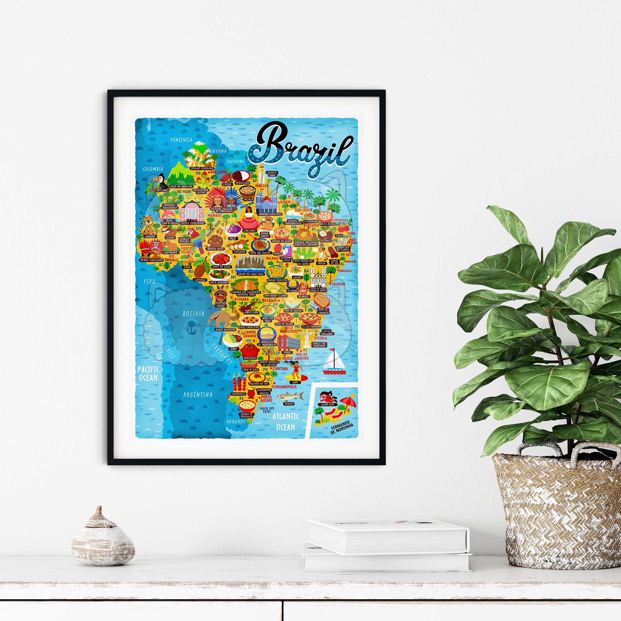Brazil map poster