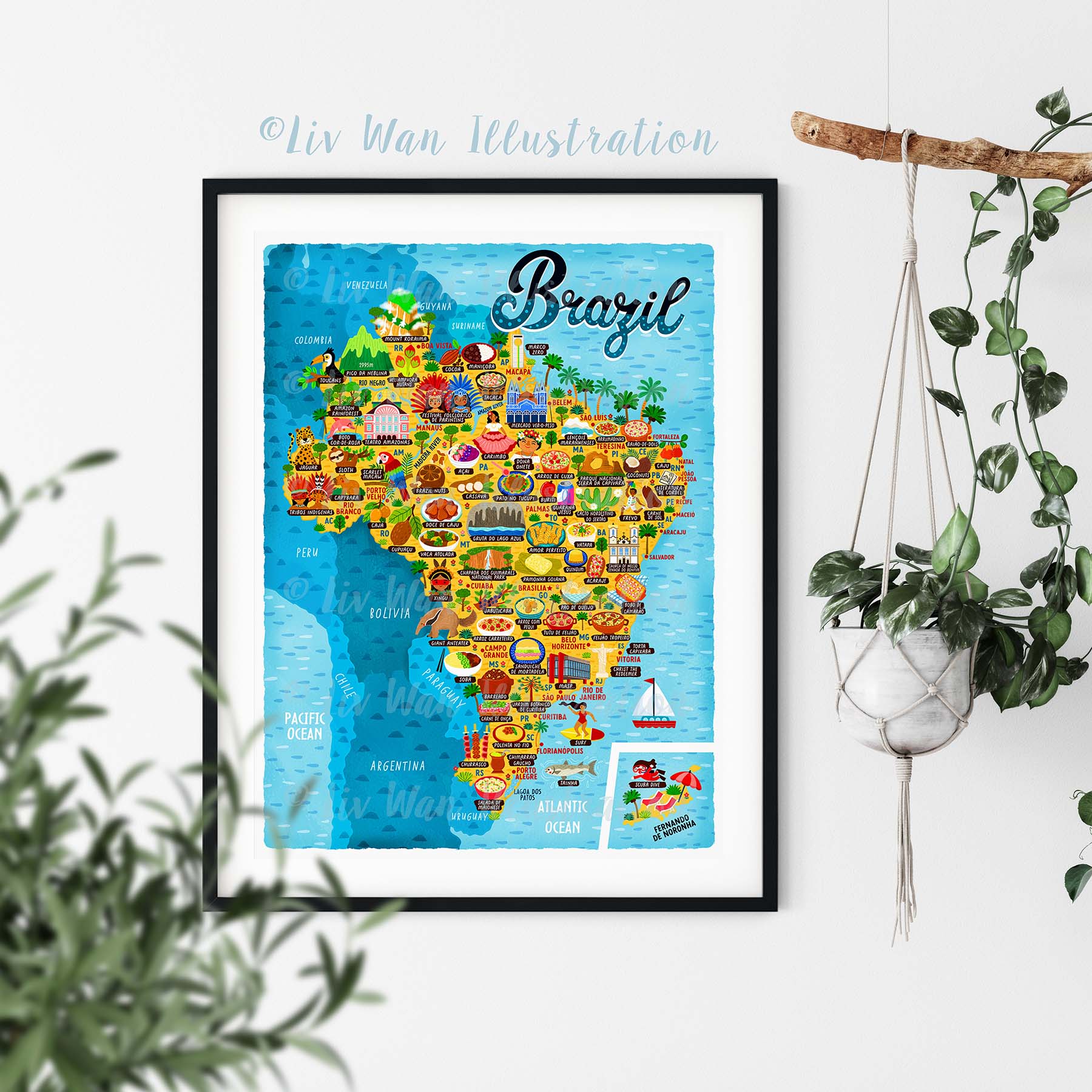 Brazil map poster