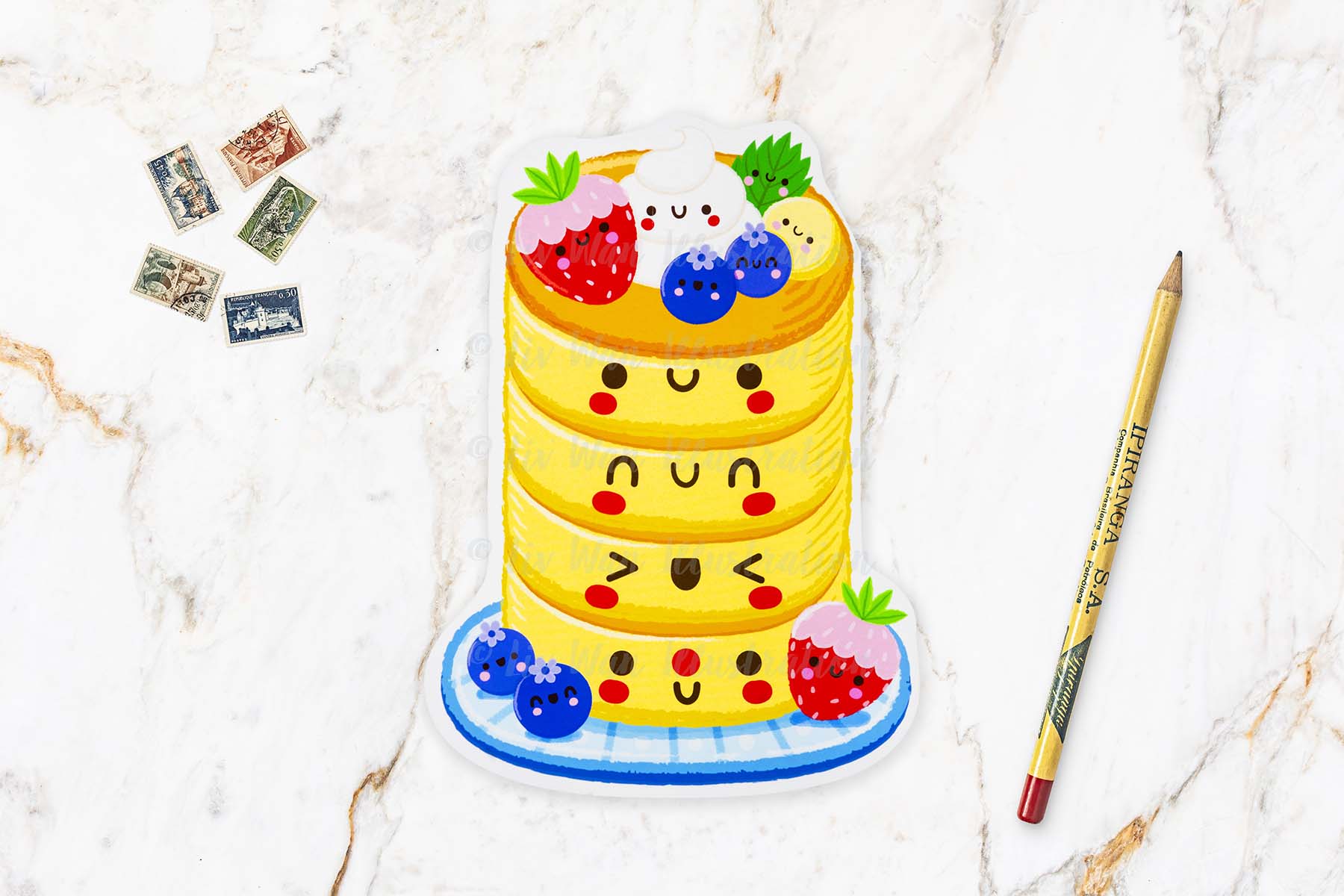 Kawaii Souffle Pancakes Postcard