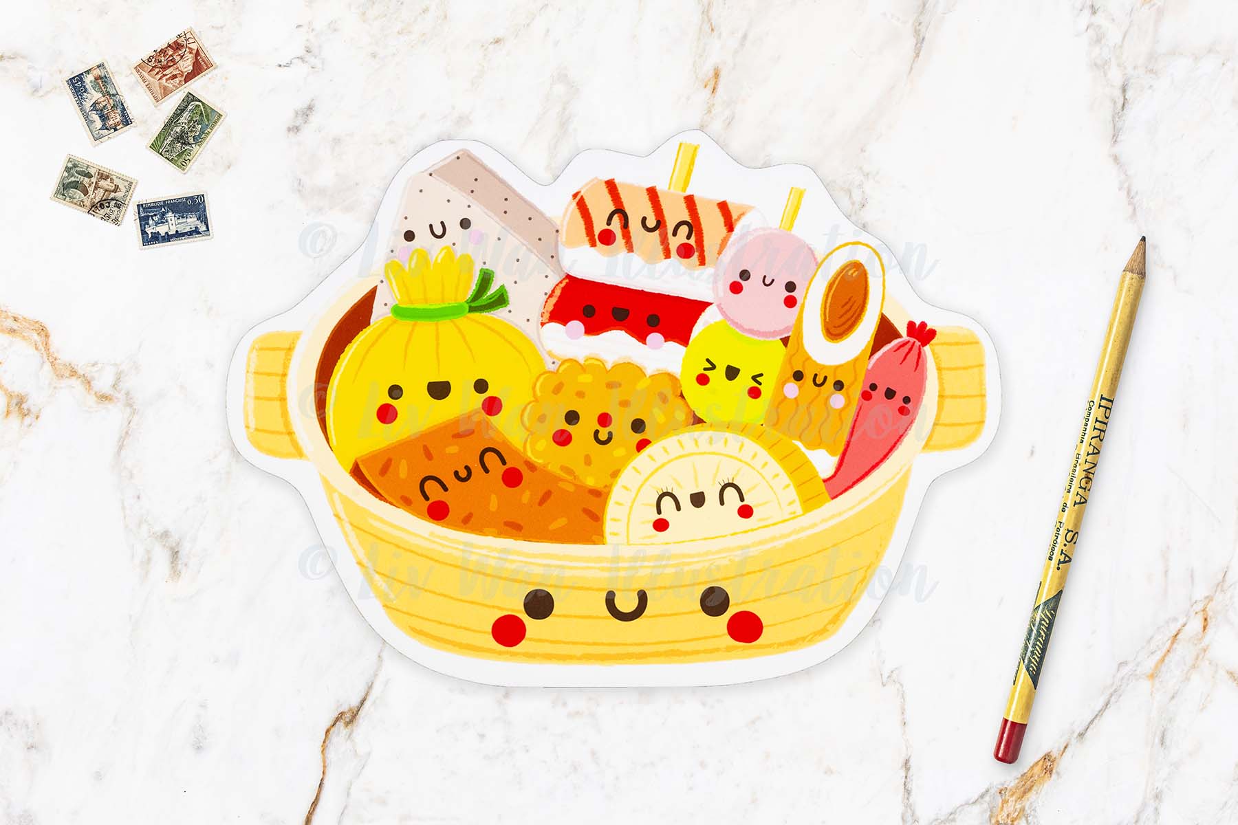 Kawaii Oden Soup Postcard