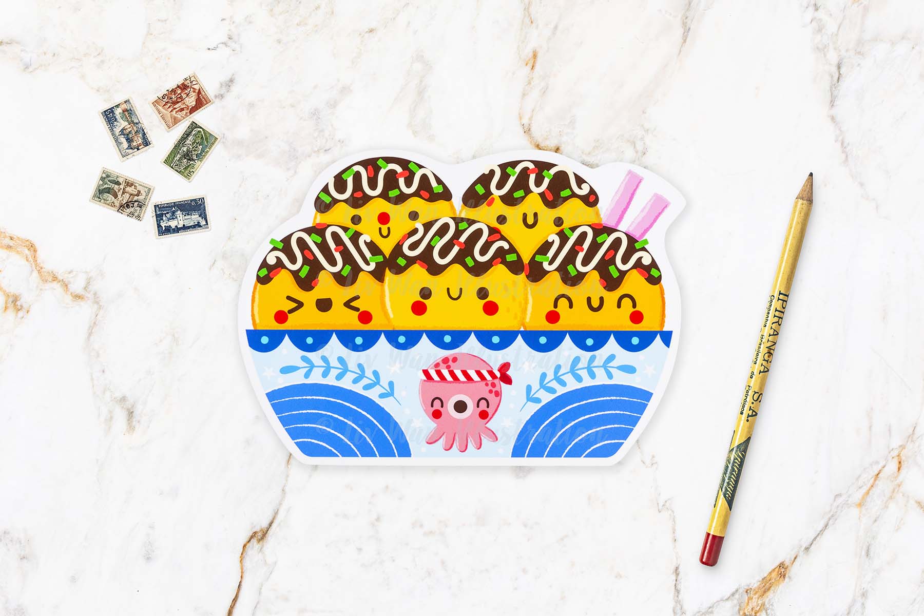 Kawaii Takoyaki Postcard