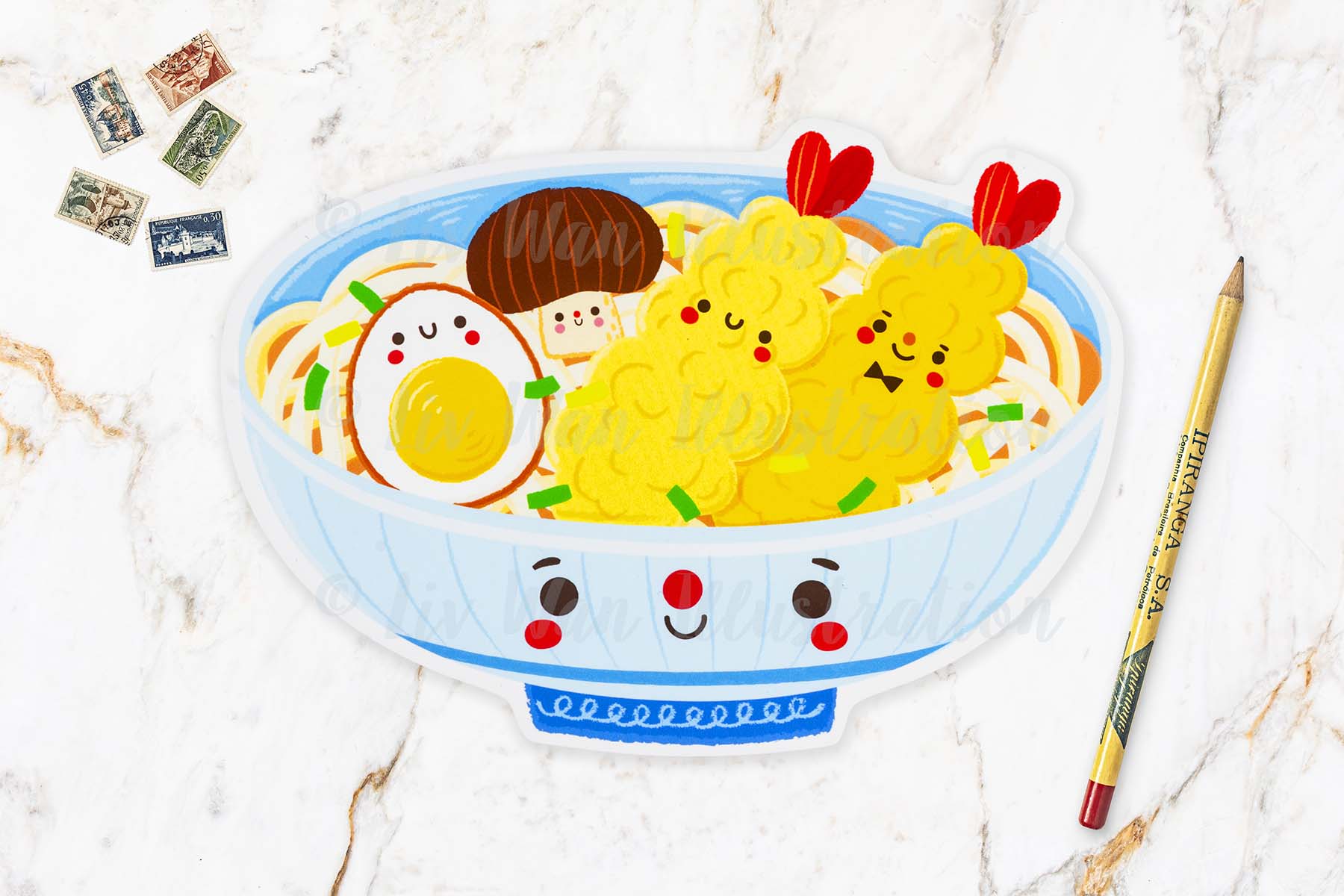 Kawaii Udon Noodle Postcard