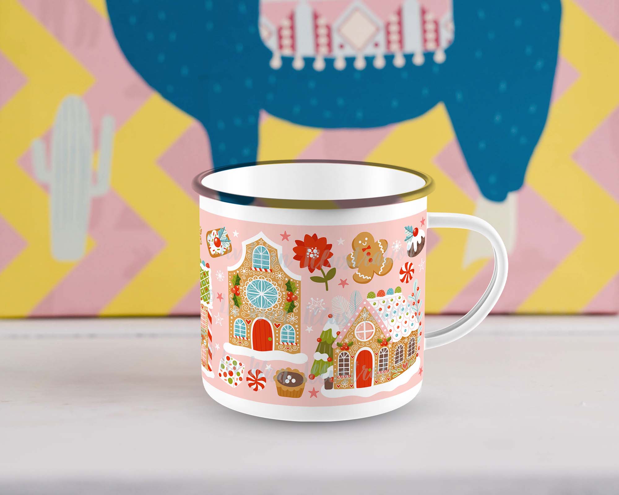 Gingerbread House Enamel Mug