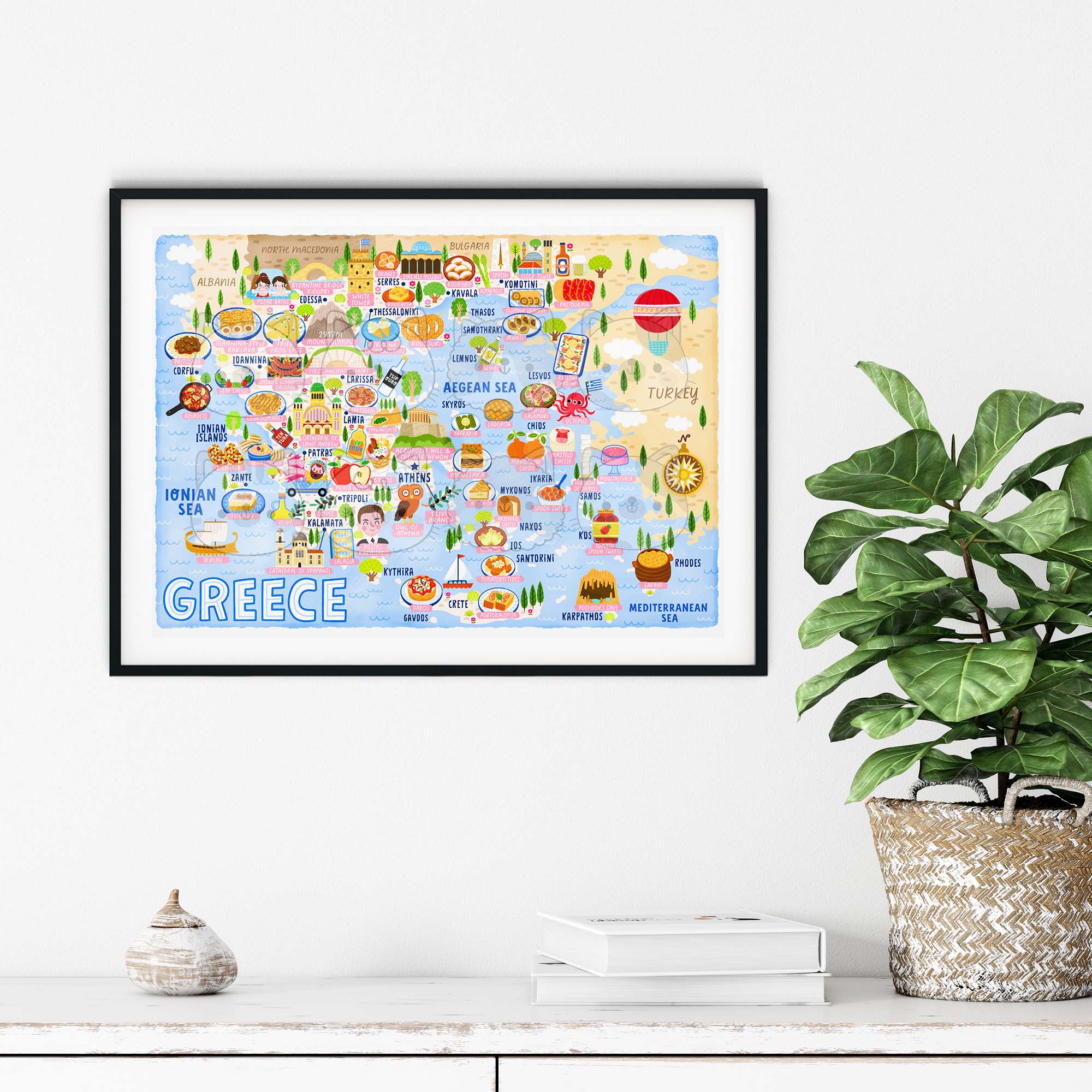 Greece map poster