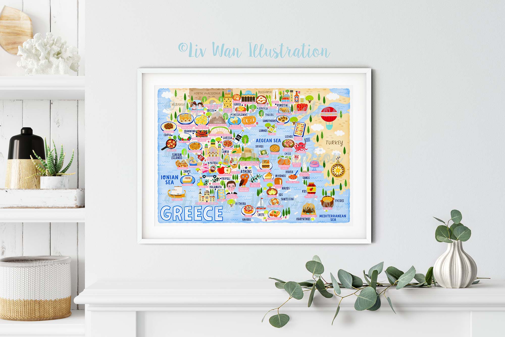 Greece map poster