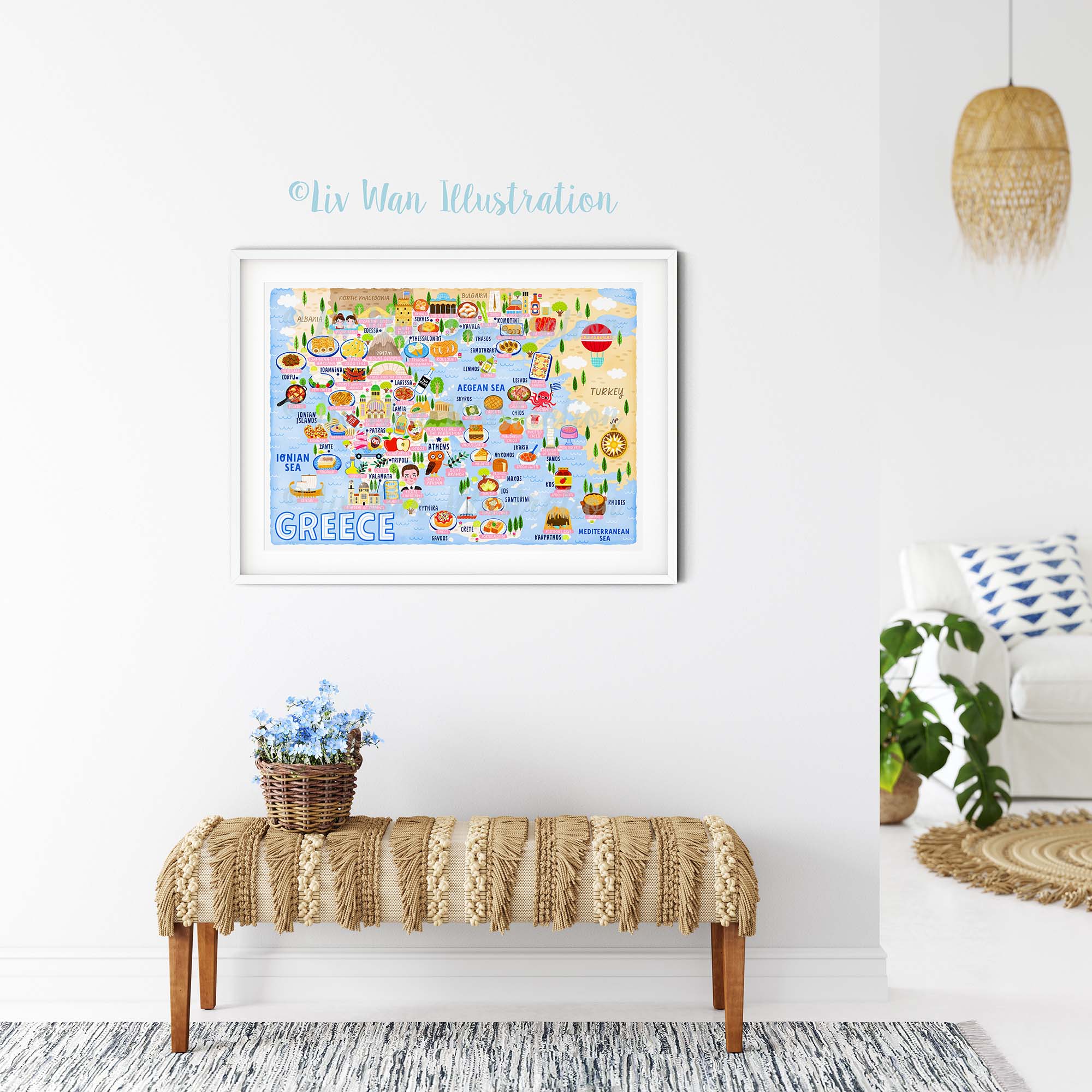 Greece map poster