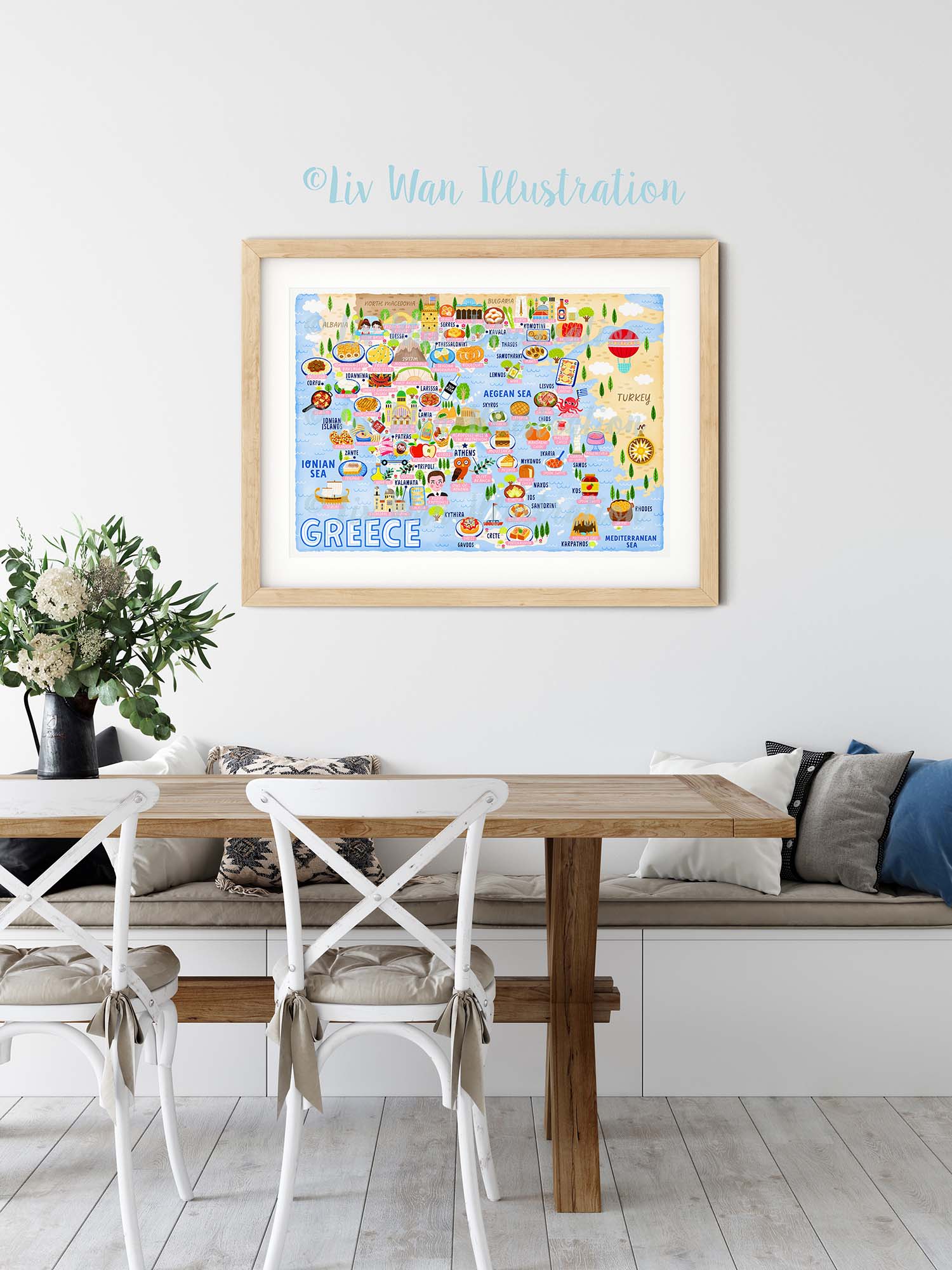 Greece map poster