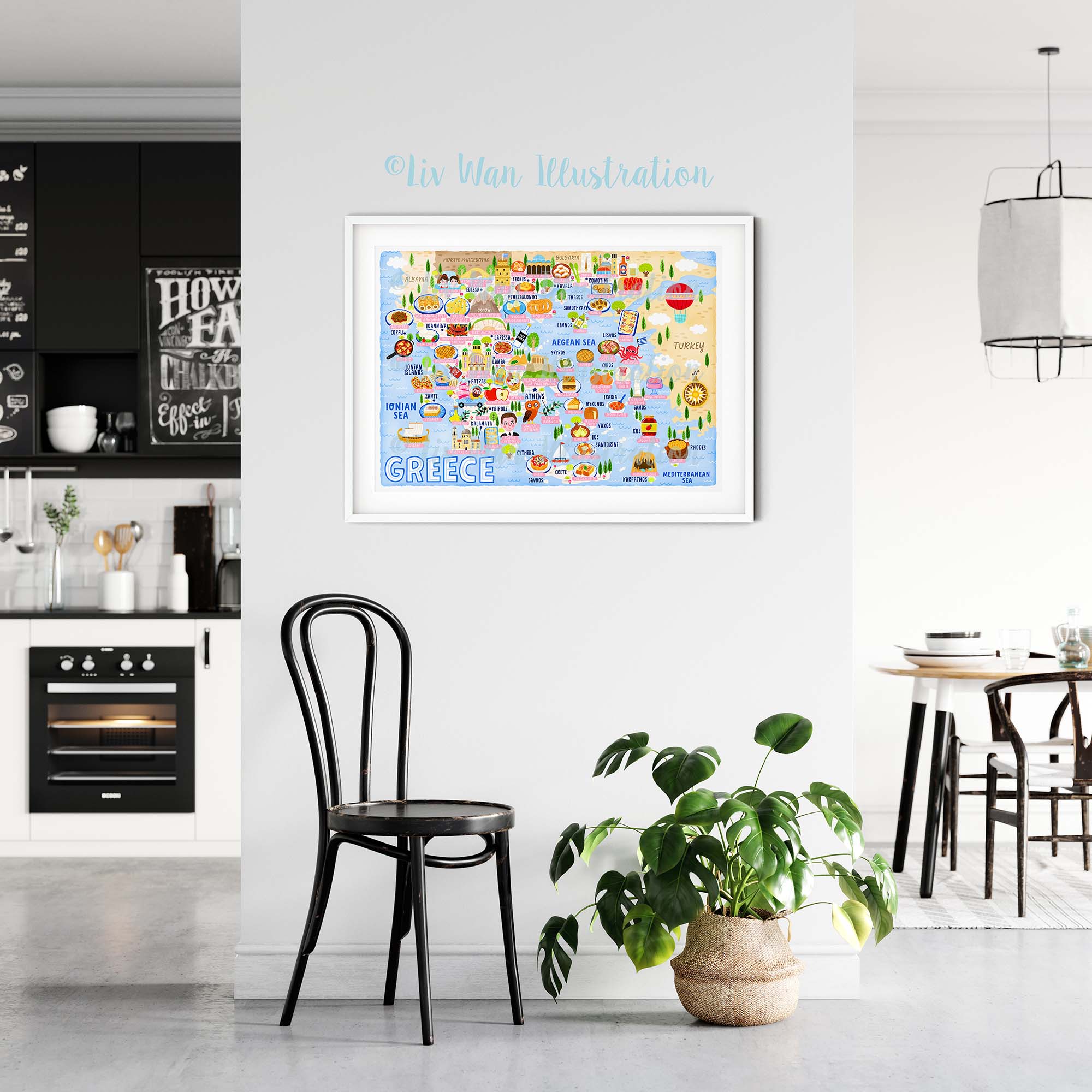 Greece map poster