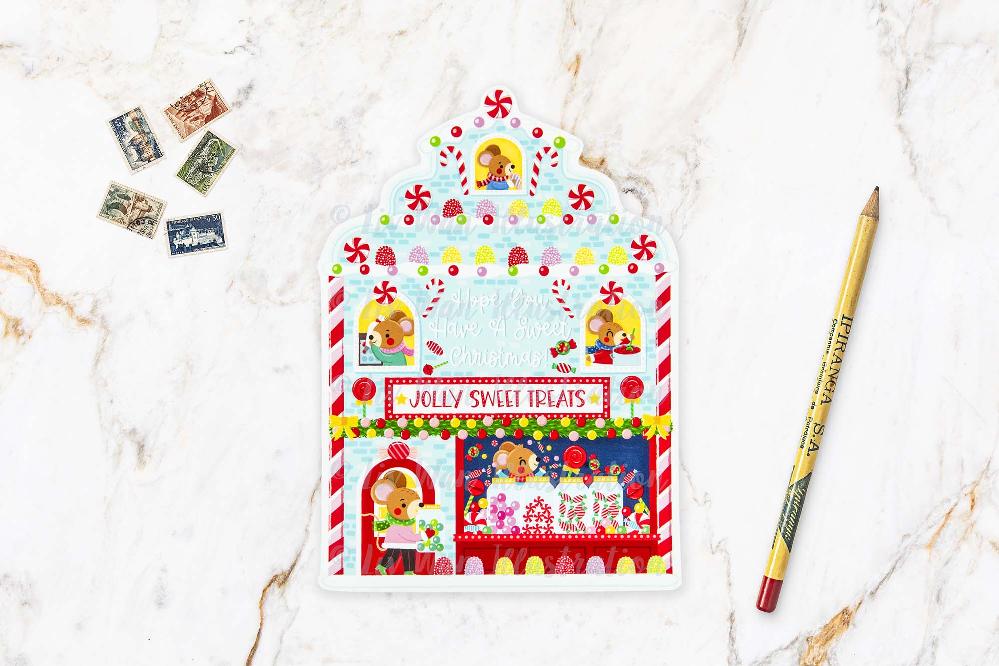 Christmas Candy Shop Postcard