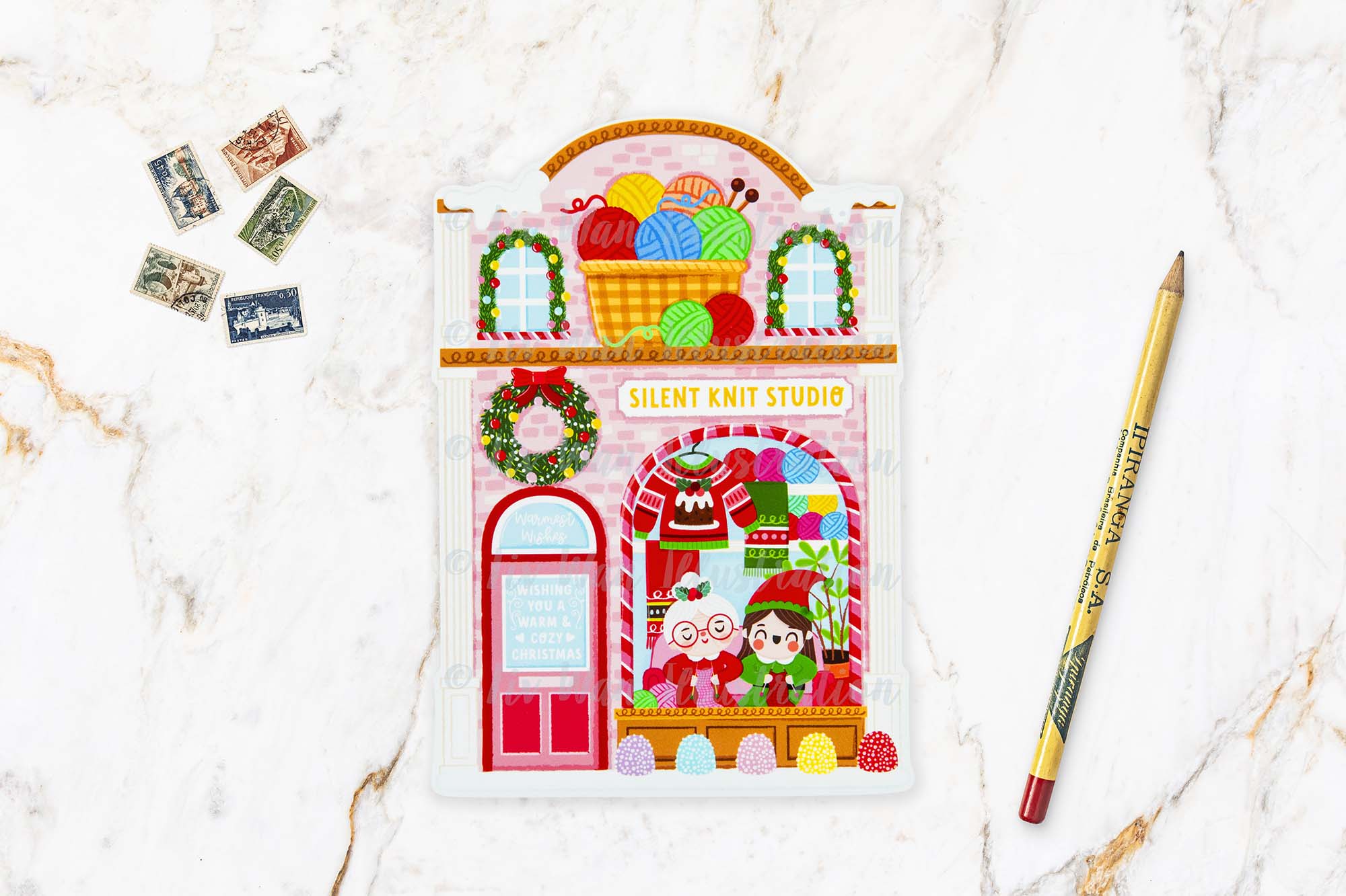 Silent Knit Christmas Postcard