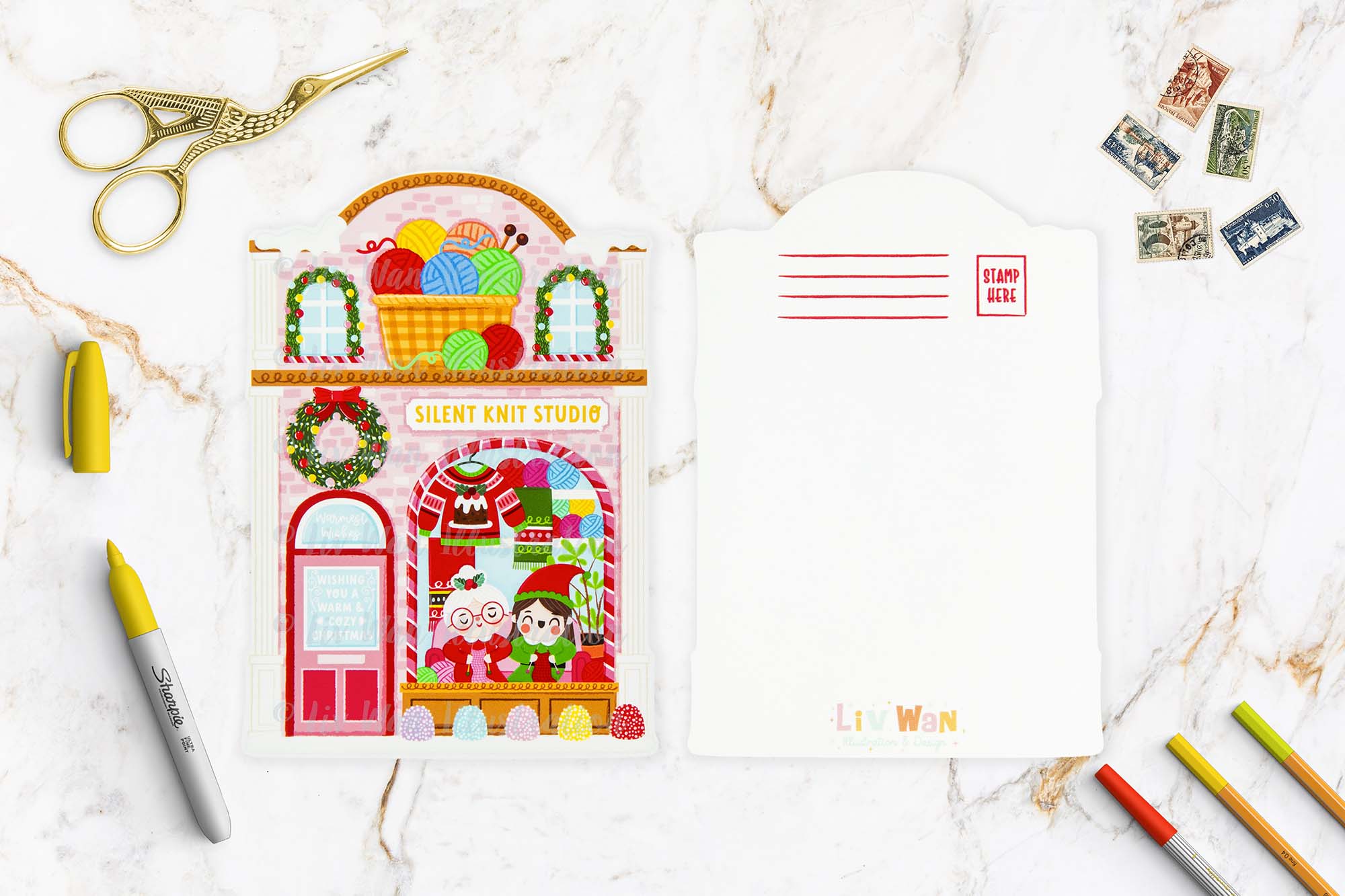 Silent Knit Christmas Postcard