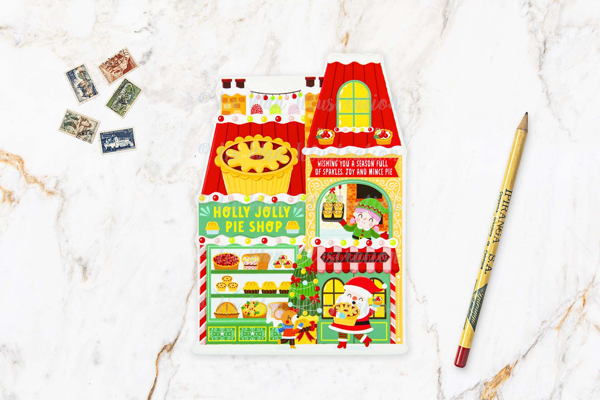 Christmas Pie Shop postcard