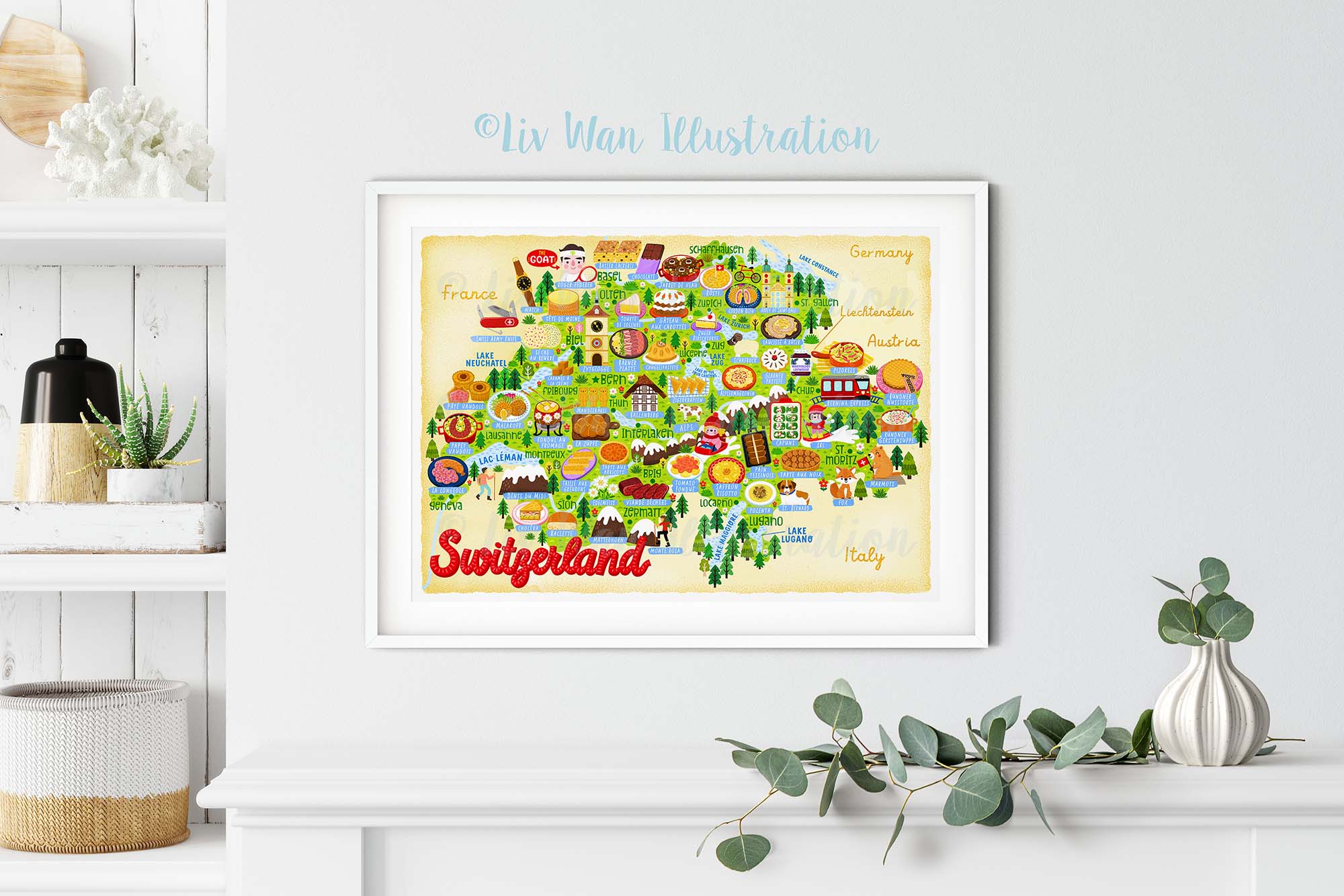 Switzerland map poster