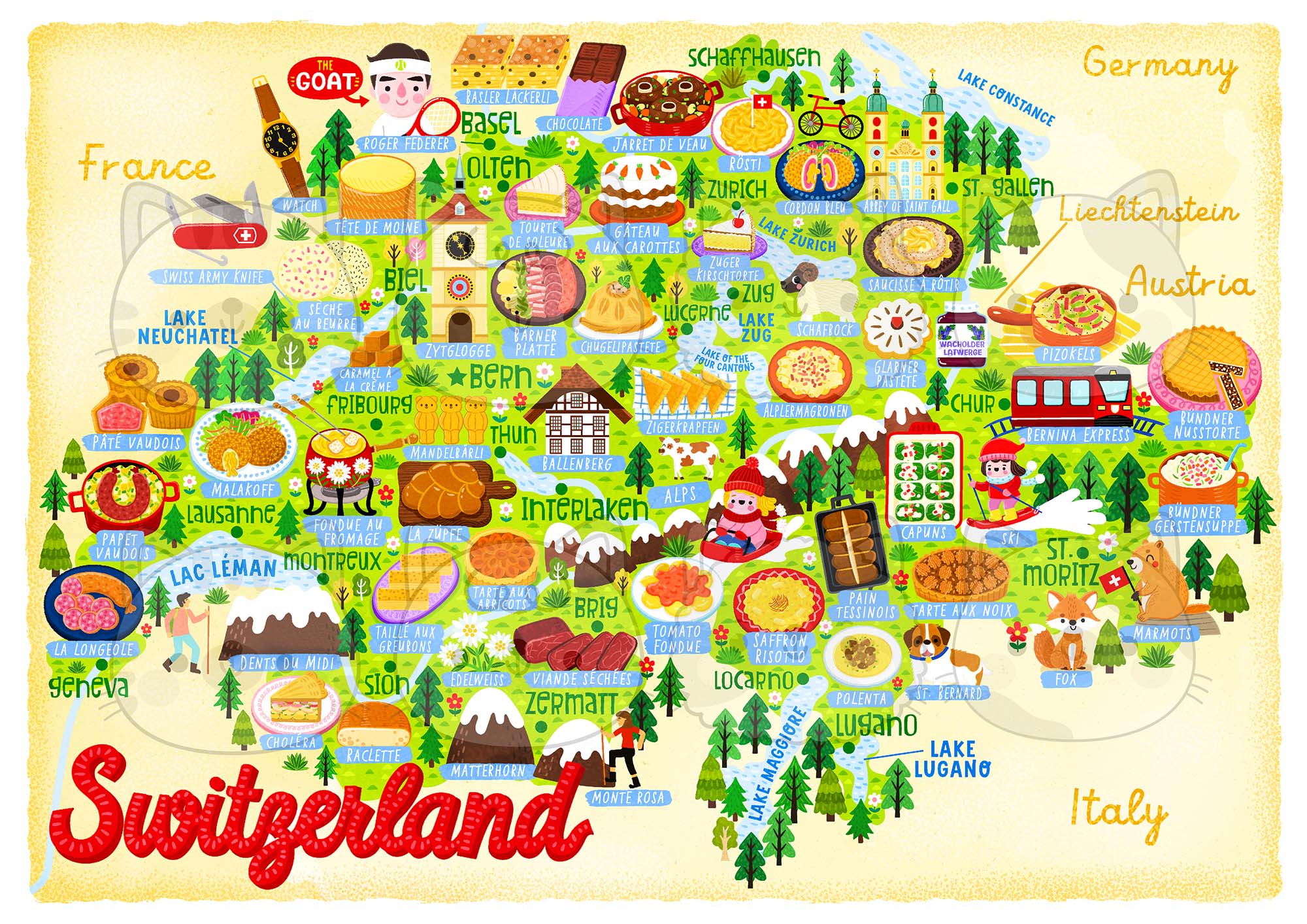 Switzerland Map Poster