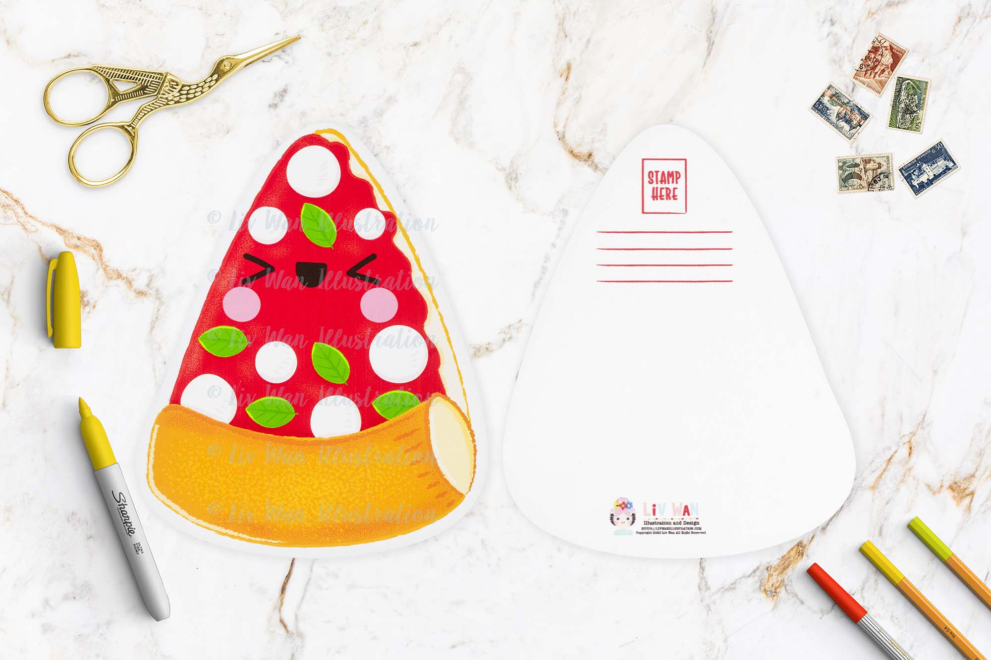 Margherita Pizza Postcard