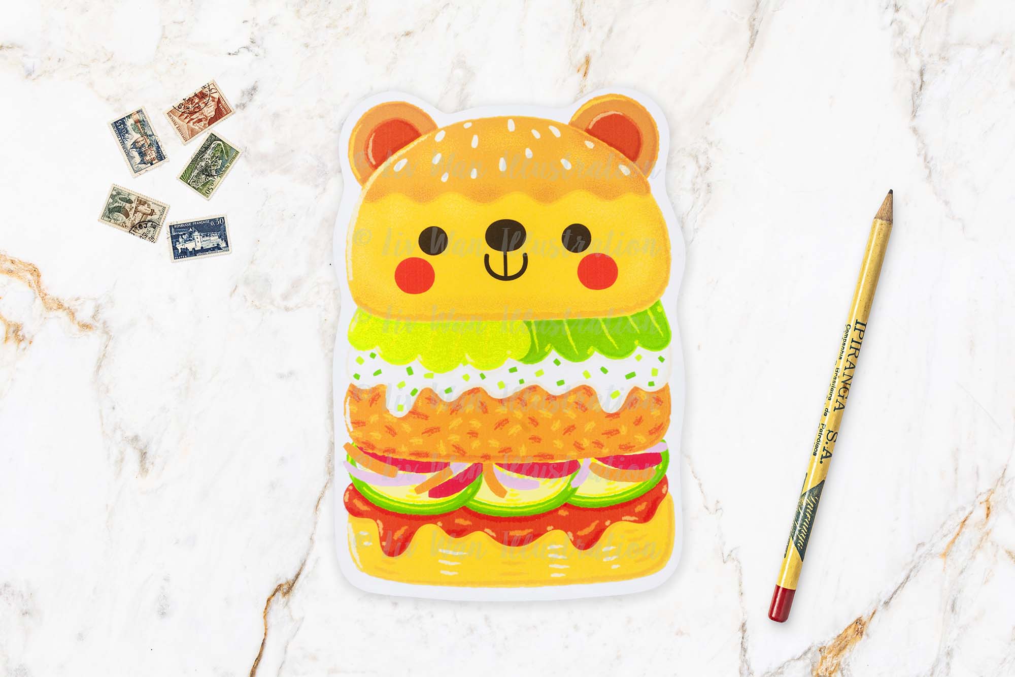 Bear Burger Postcard
