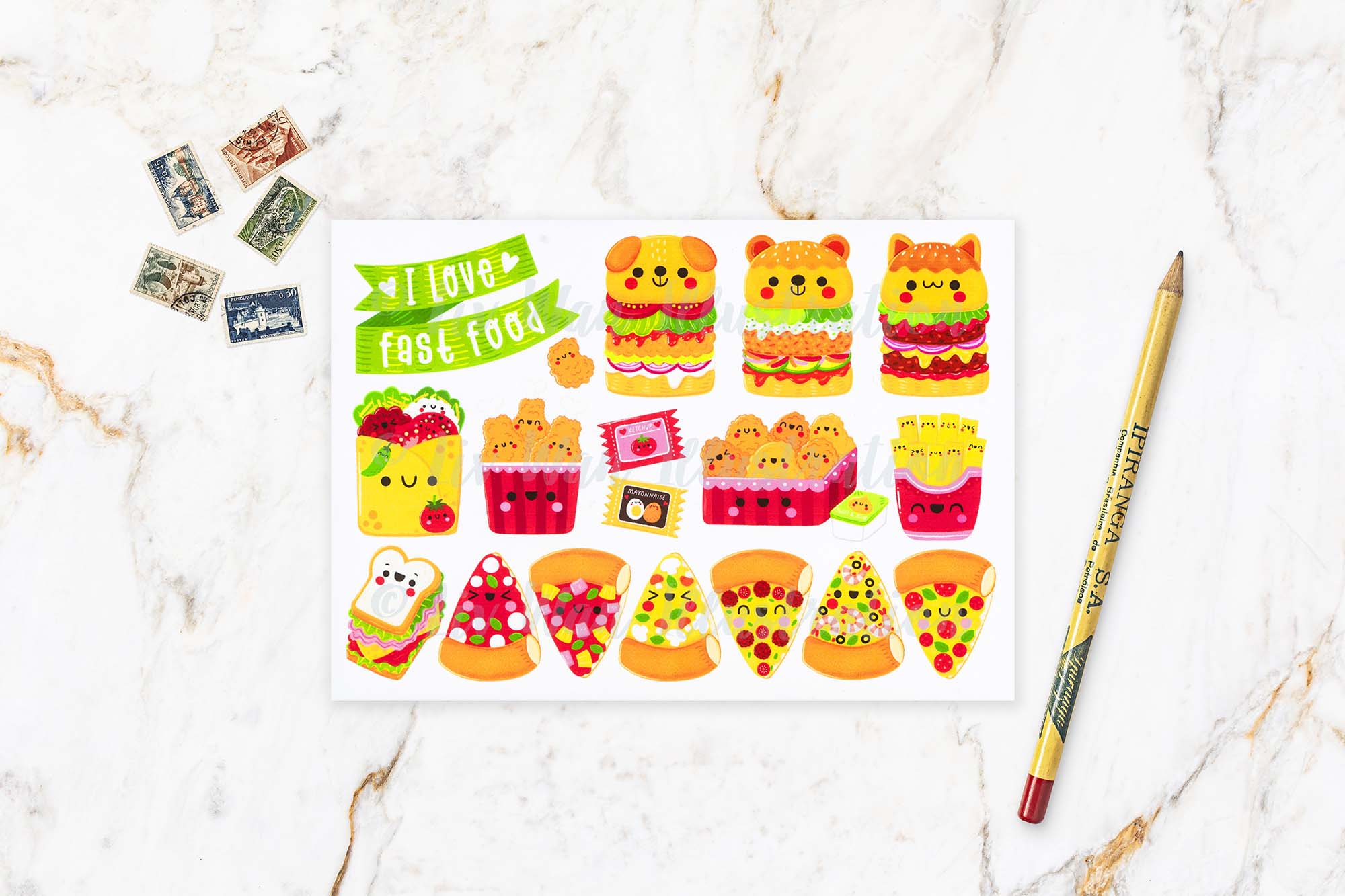 I Love Fast Food Postcard