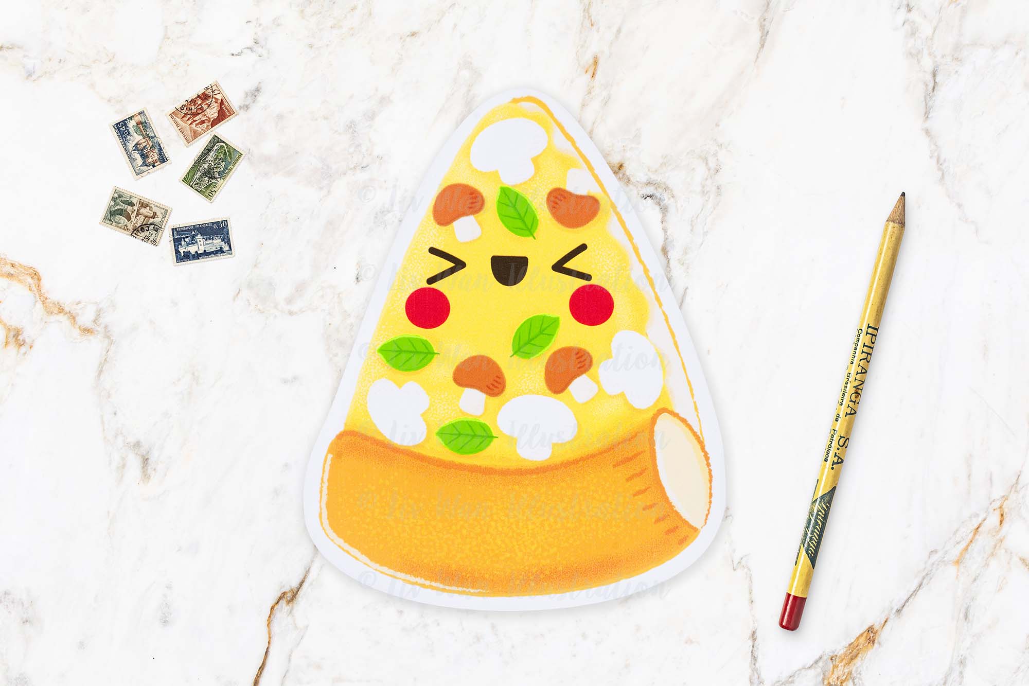 Mushroom Pizza Postcard