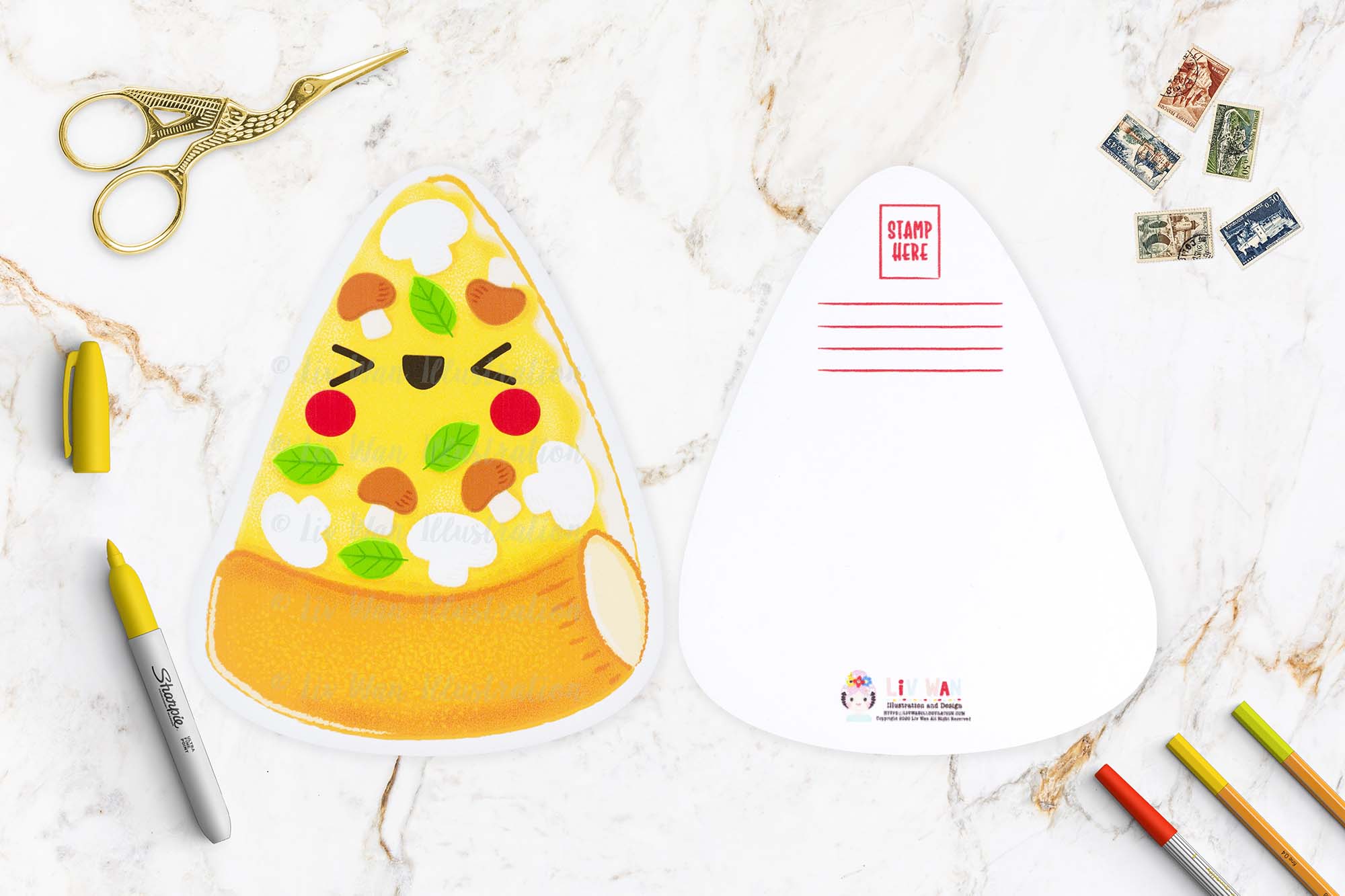 Mushroom Pizza Postcard