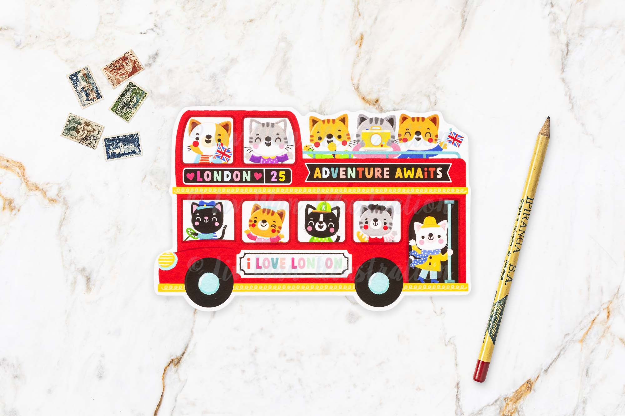 London Tour Bus Postcard