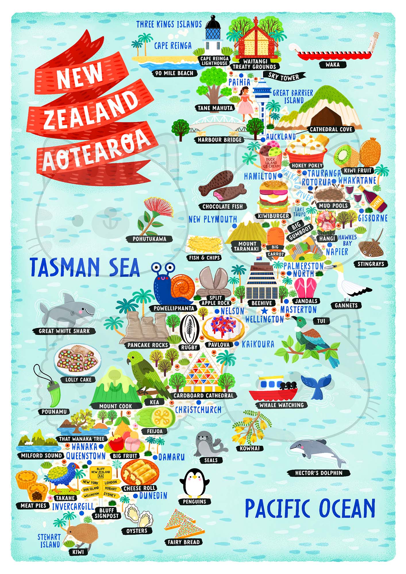 New Zealand map poster