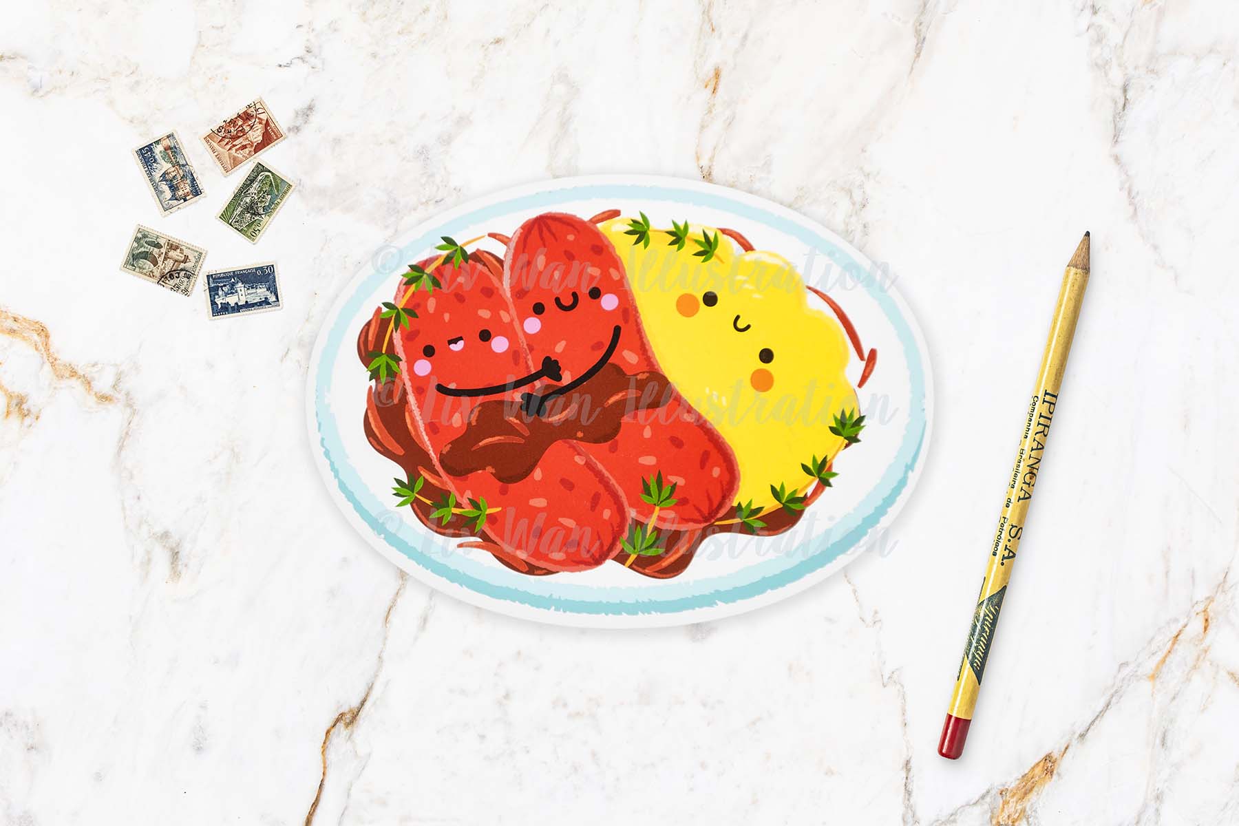 bangers and mash postcard