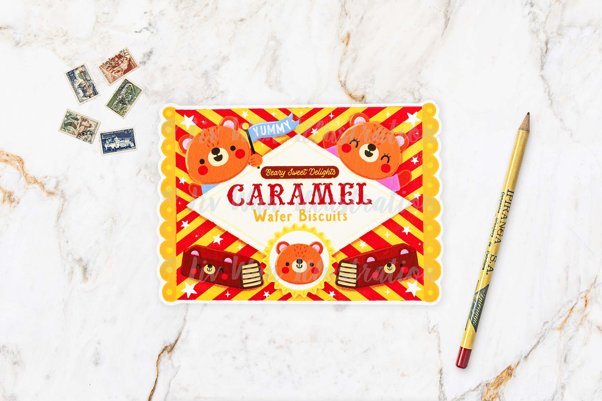 Caramel Wafers Biscuits Postcard