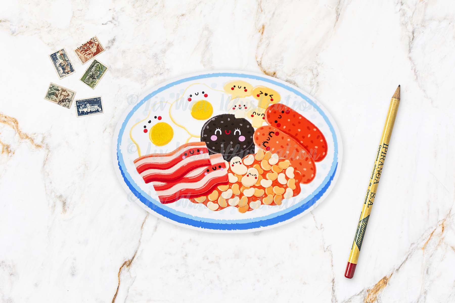 English Breakfast Postcard