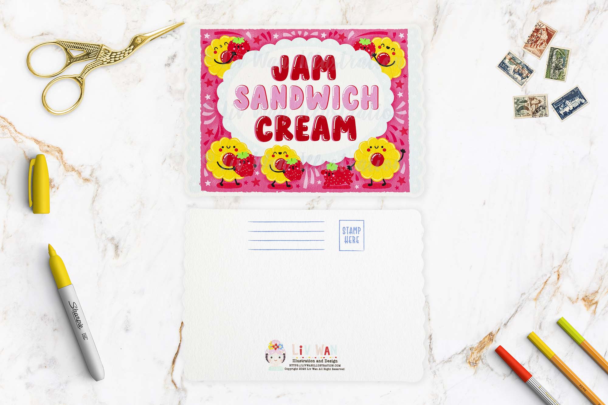 Jam and Cream Biscuits Postcard